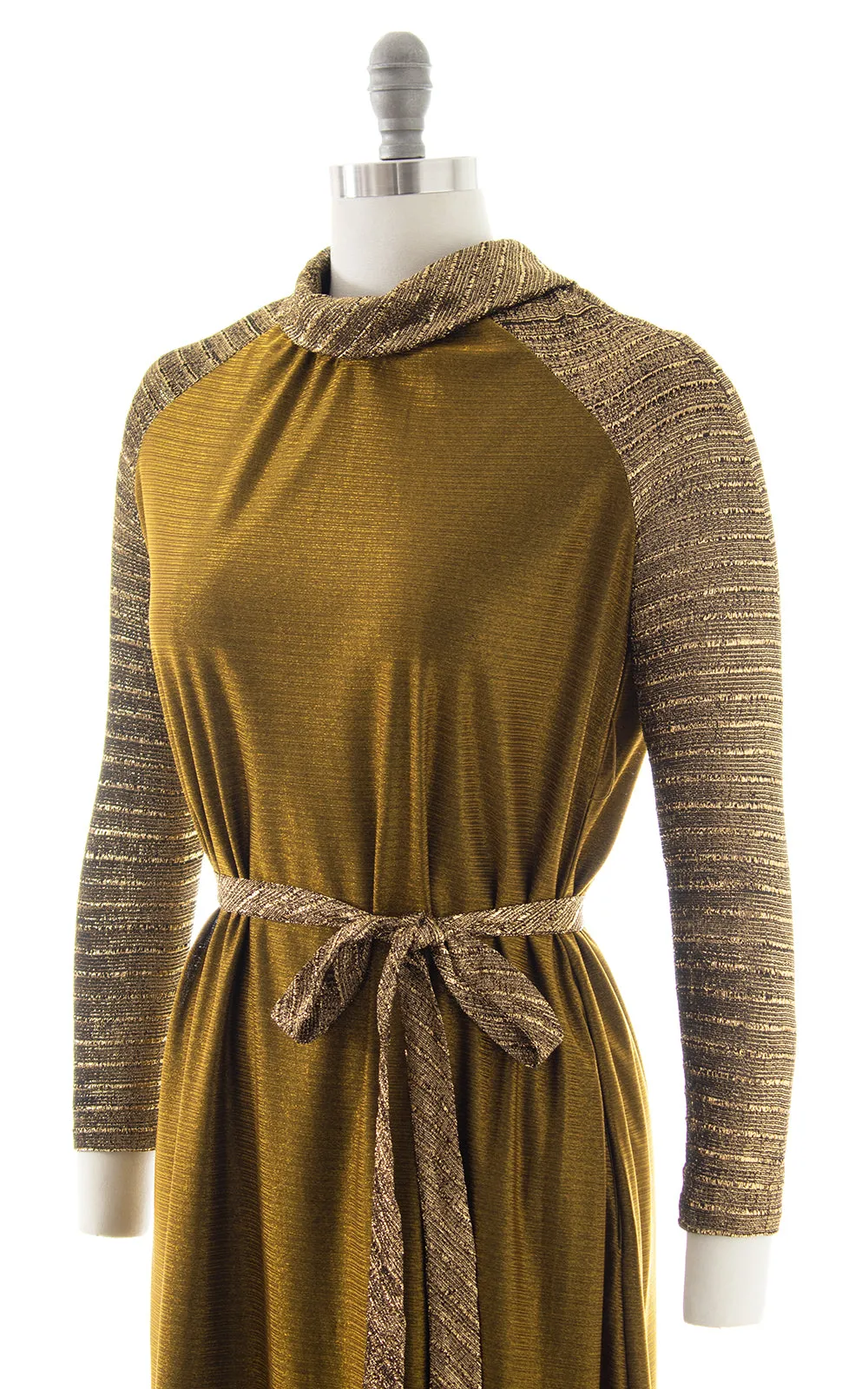 1960s 1970s Metallic Gold Gown | x-small/small