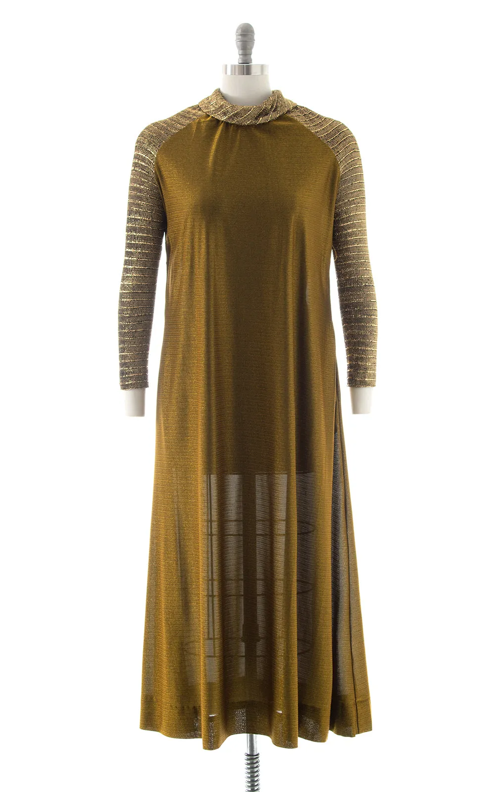 1960s 1970s Metallic Gold Gown | x-small/small
