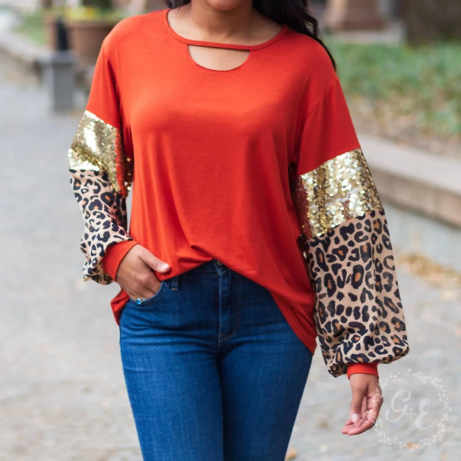 About Last Night Cut Out Top with Balloon Long Sleeve Top