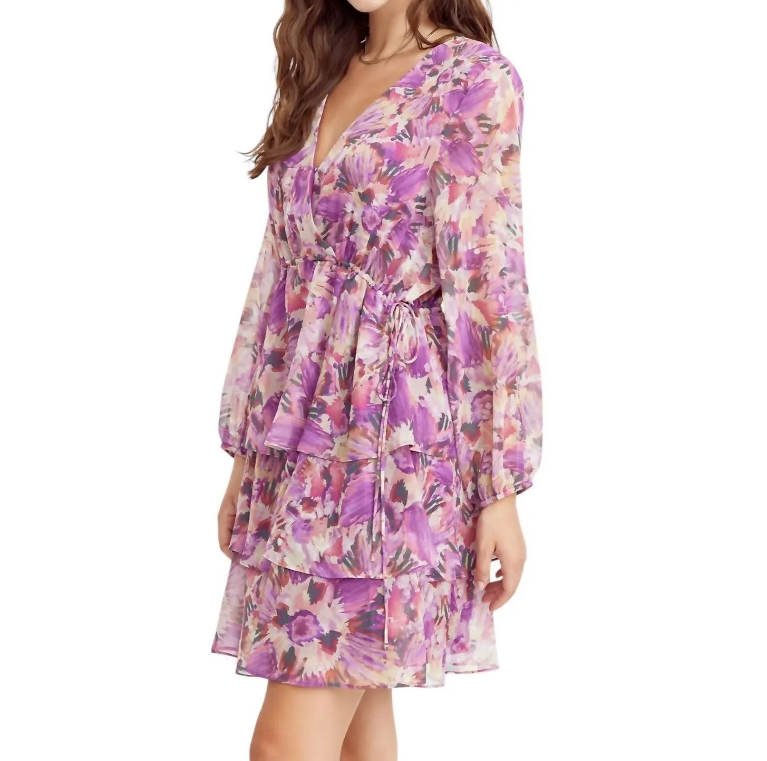 Adelyn Rae - Isabella Side Tie Ruffle Tiered Mini Dress