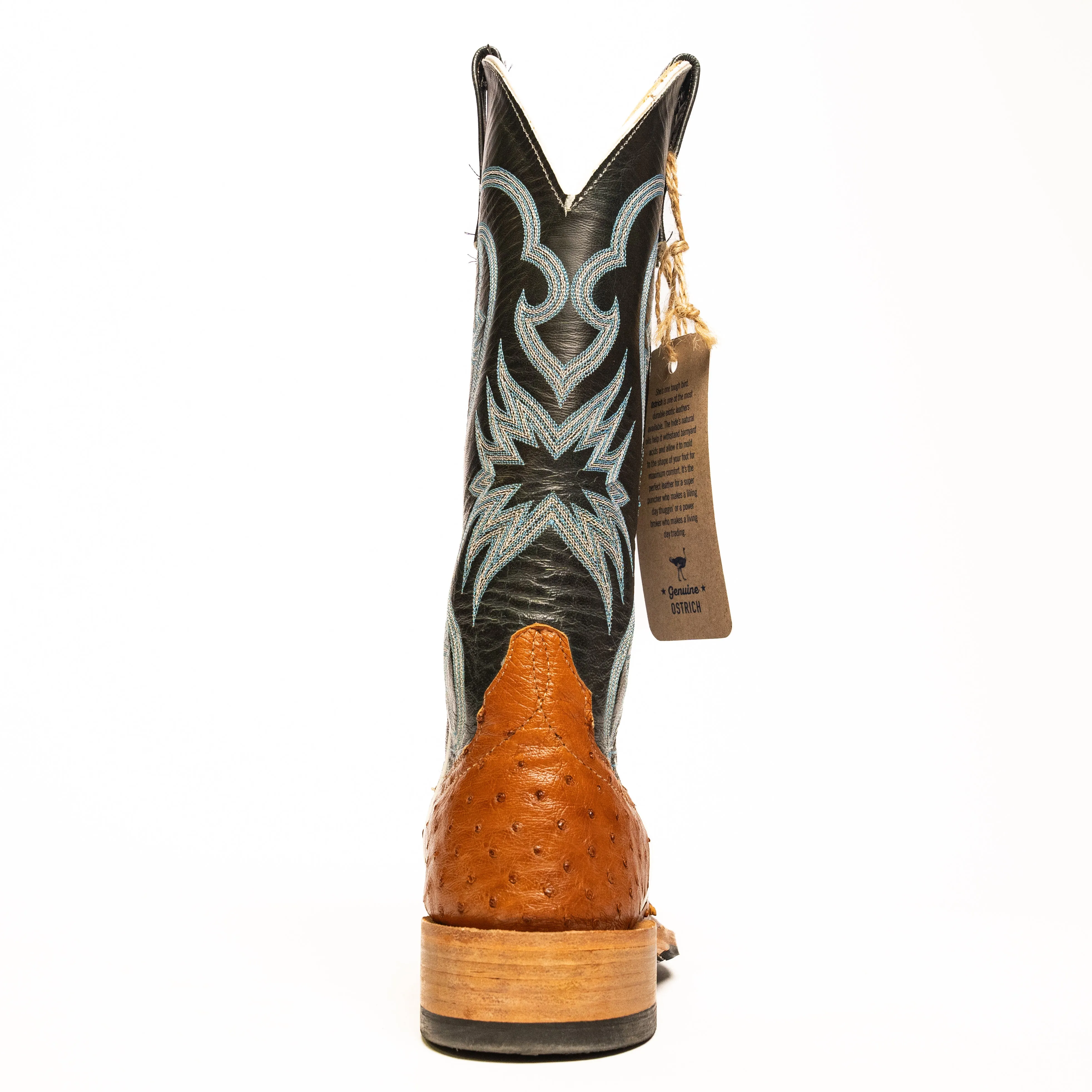 Anderson Bean Cognac Full Quill Ostrich with Skid Row Tops