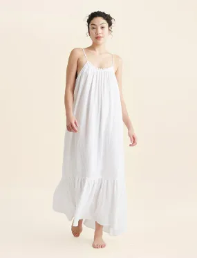 Ashley Textured Cotton Strappy Maxi Nightie