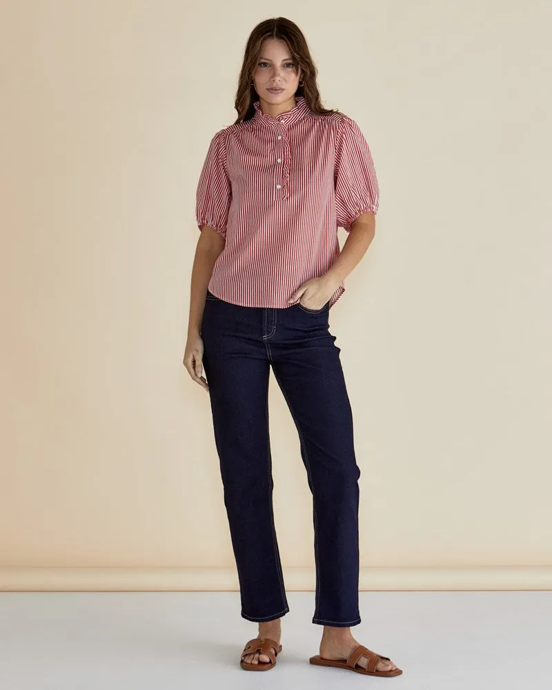 Avery Blouse - Red Stripe