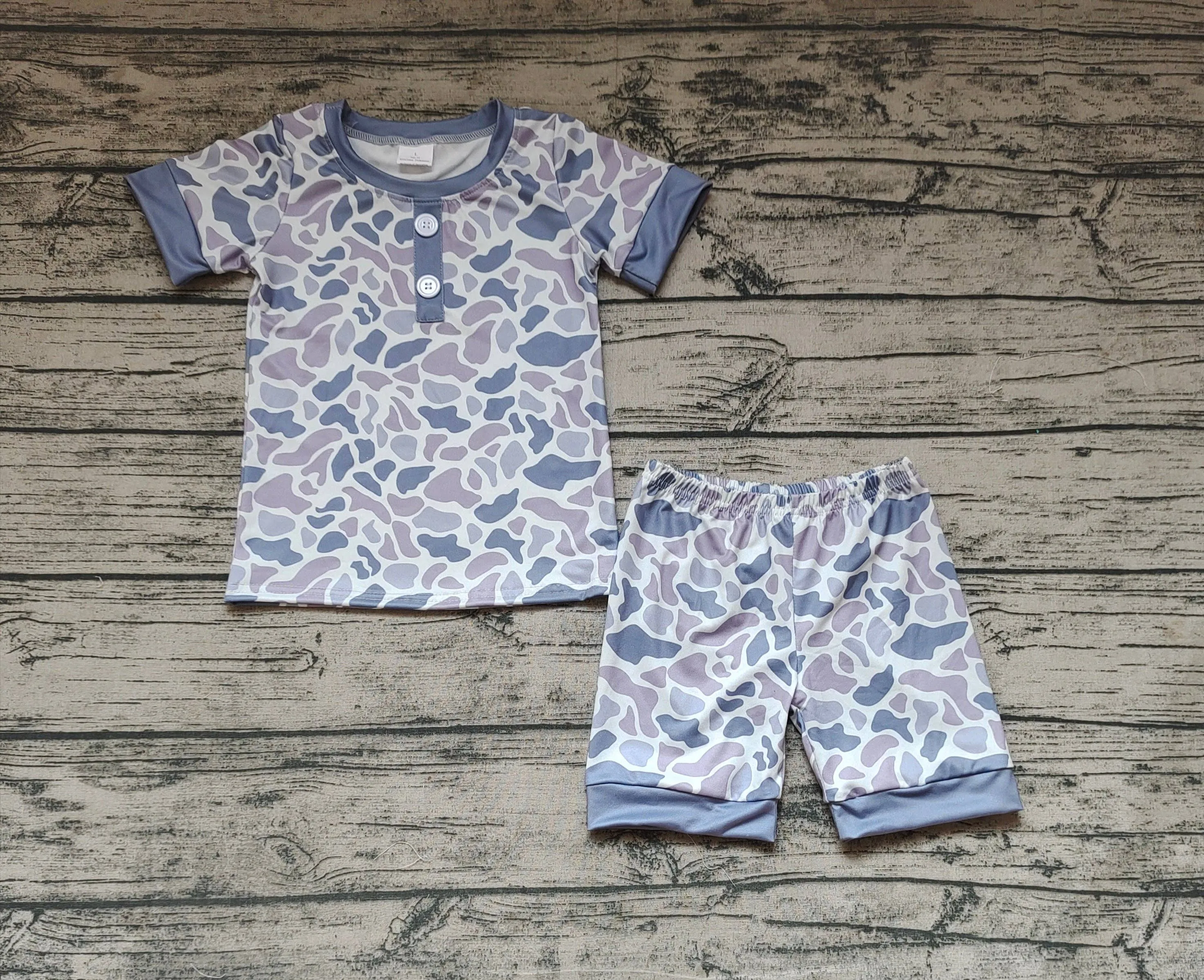 Baby Boys Camo Buttons Shirt Top Shorts Pajamas Clothes Sets: 12-18M