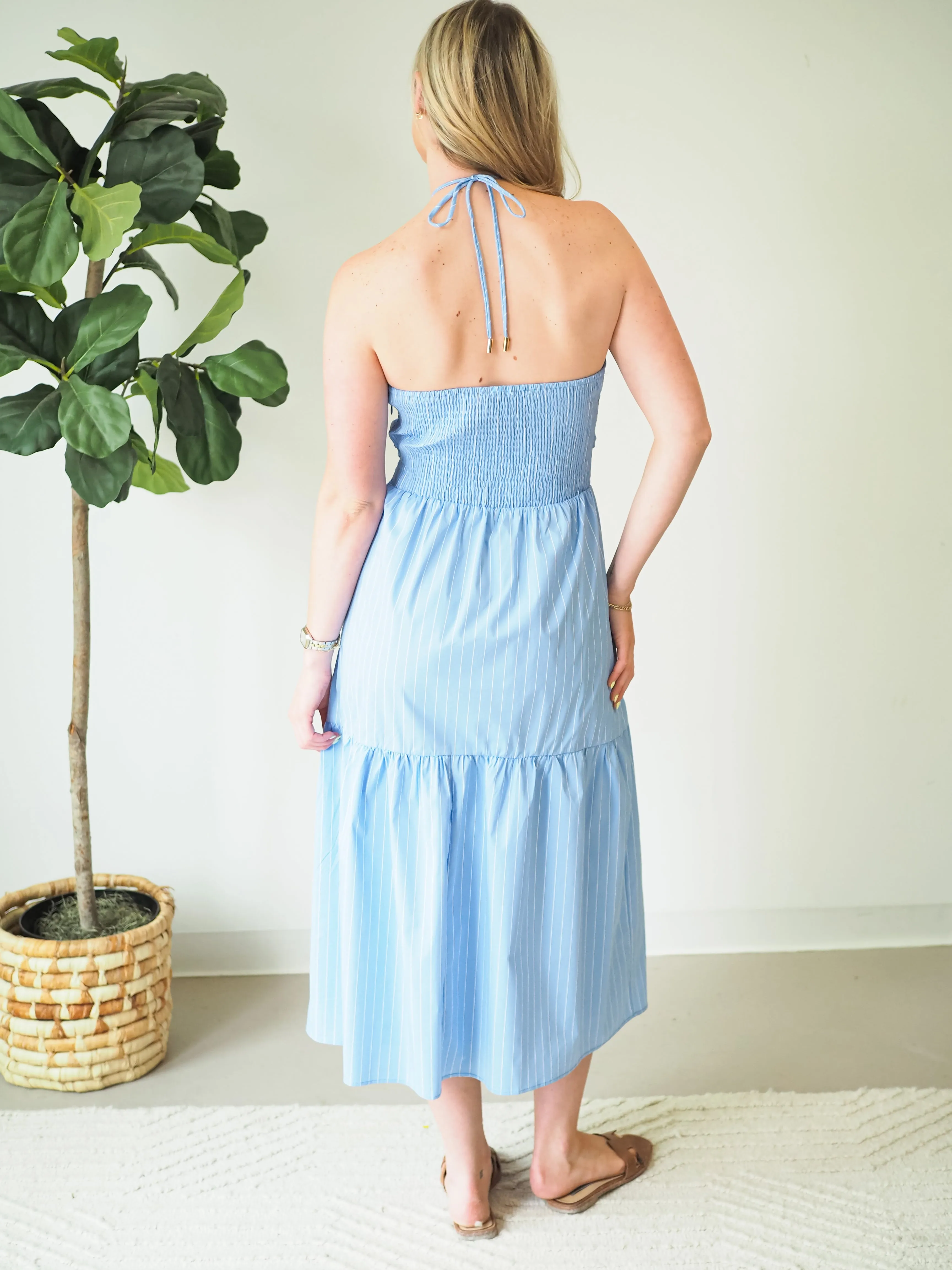 Bishop   Young Aeries Stripe Blue Halter Dress