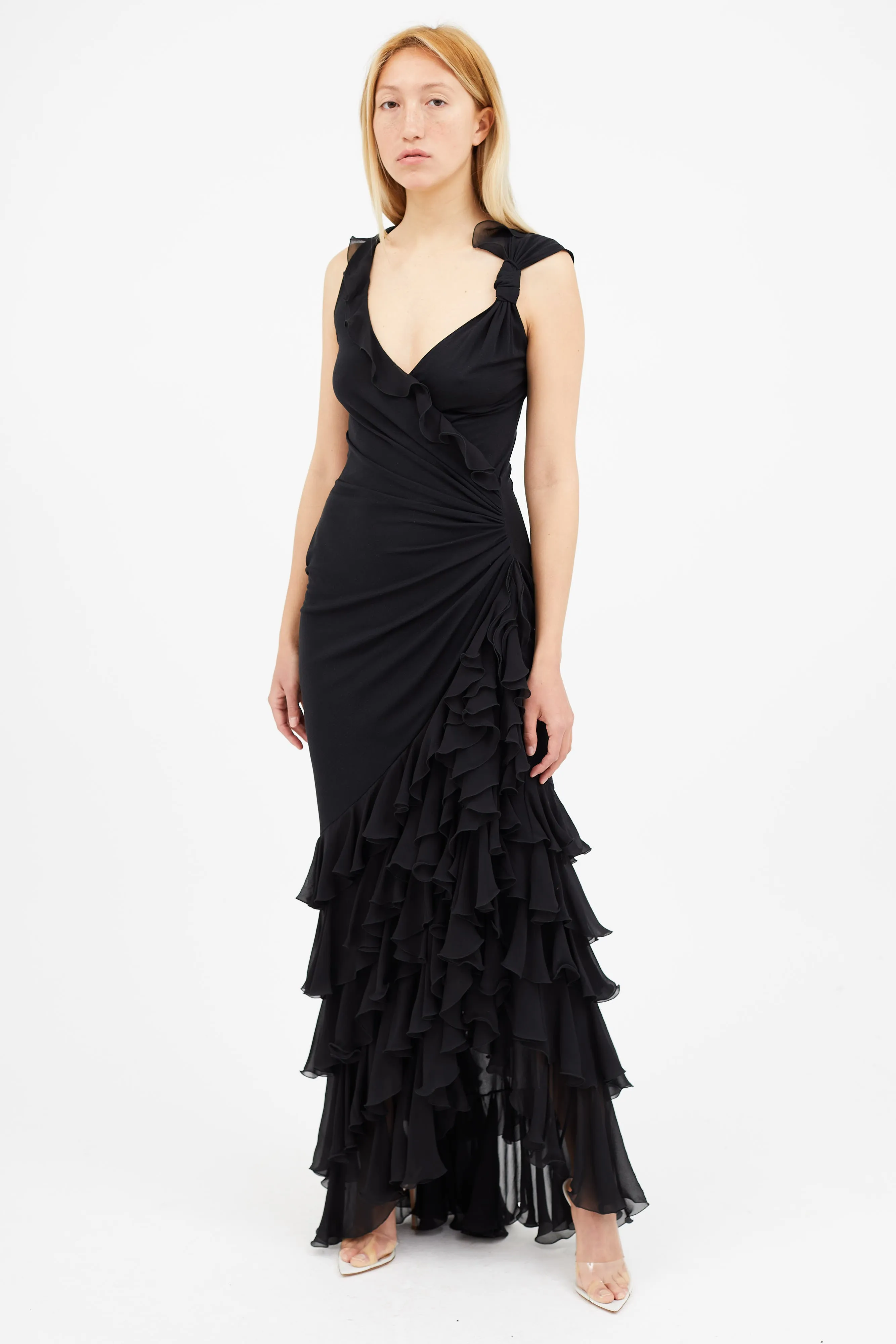 Black Ruffle Maxi Dress