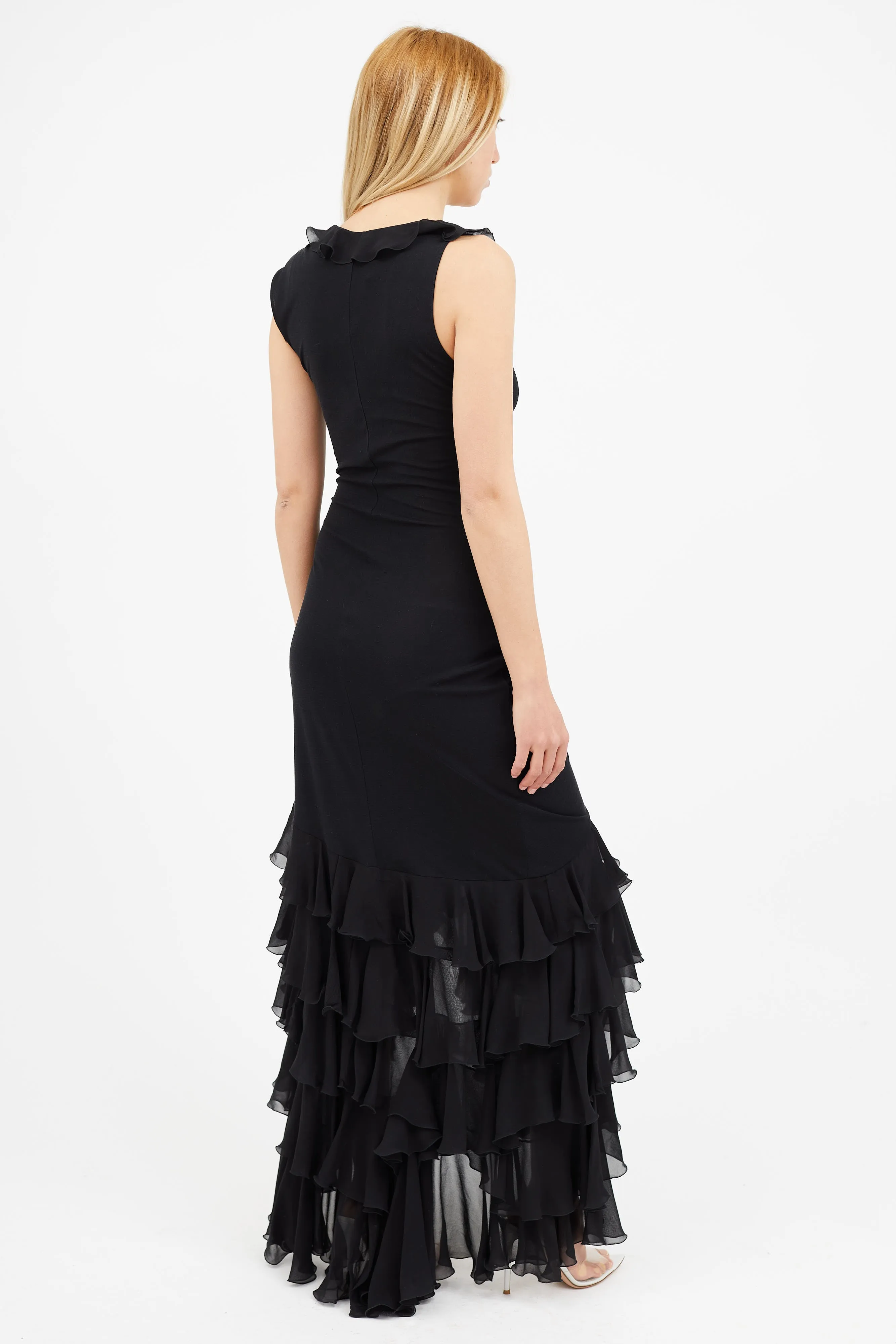 Black Ruffle Maxi Dress