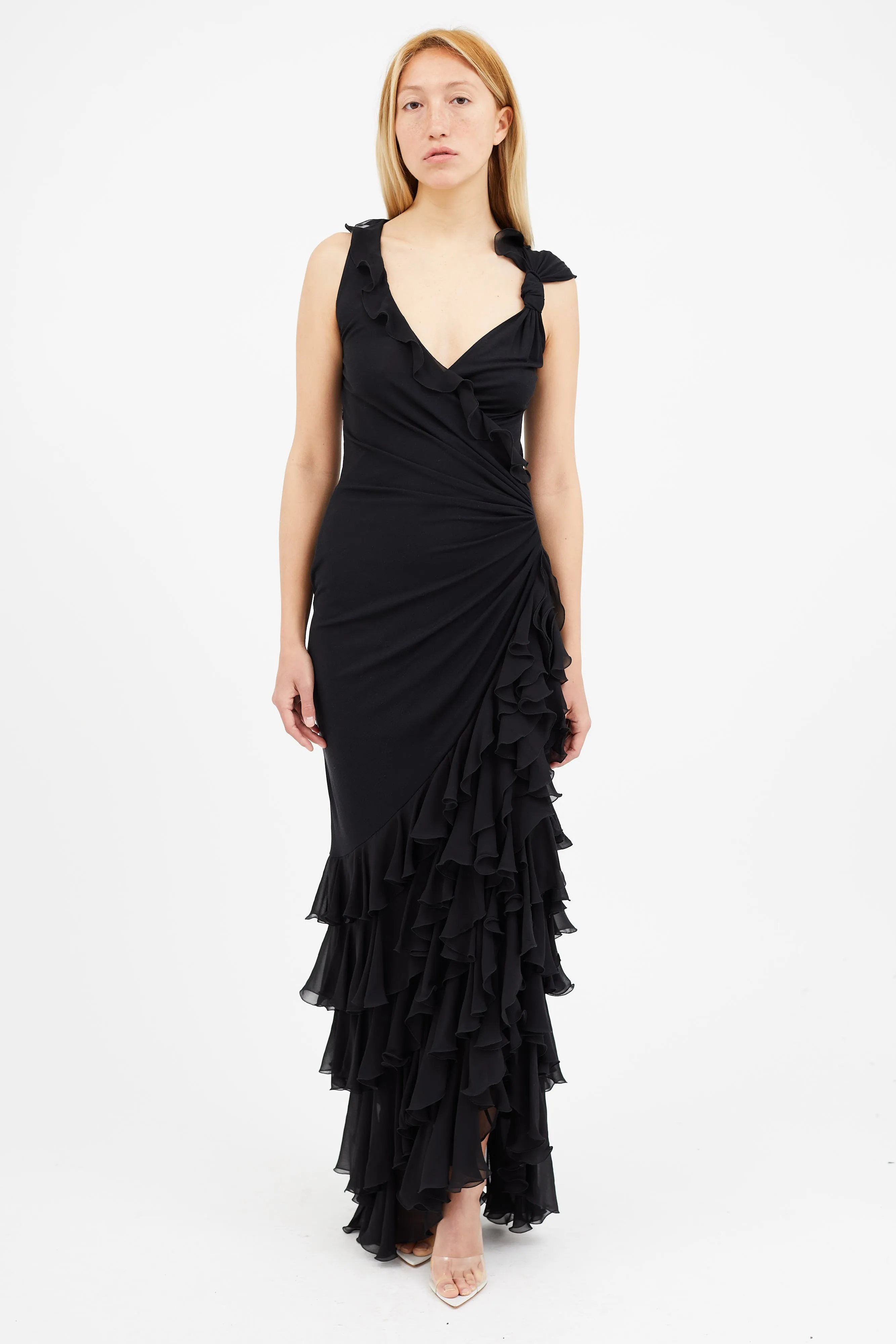 Black Ruffle Maxi Dress