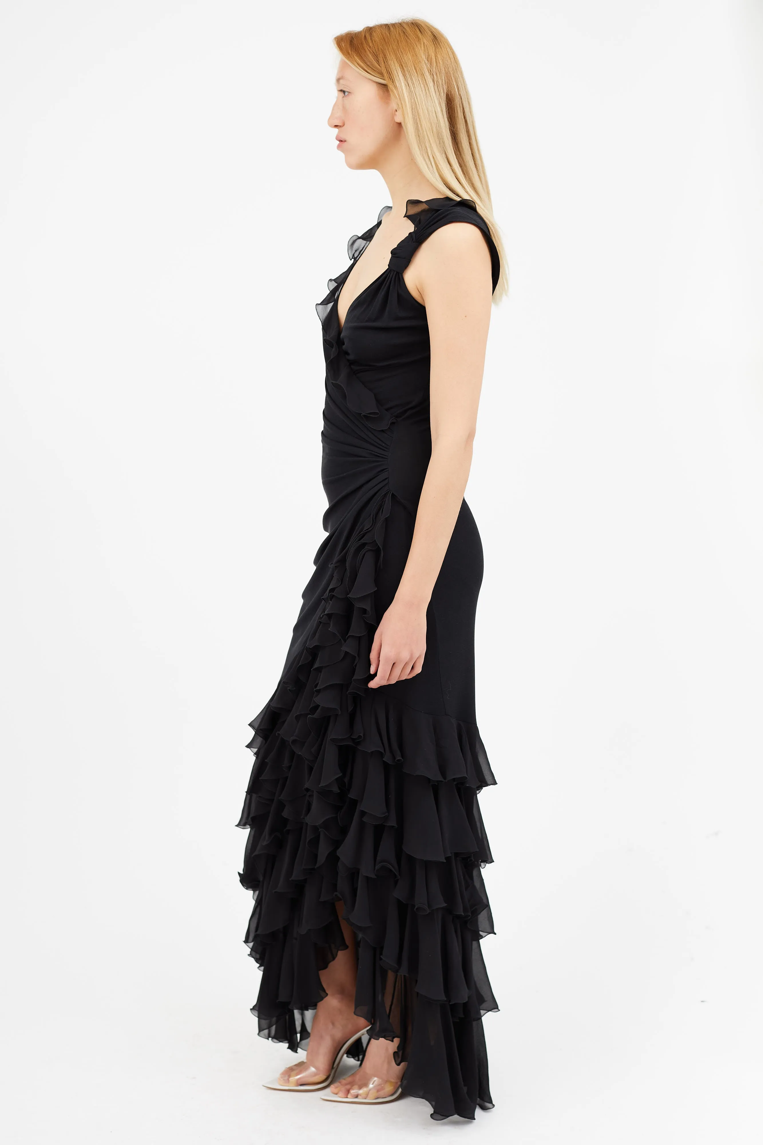 Black Ruffle Maxi Dress