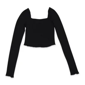 CALLIPYGIAN SQUARE NECK BLACK CROP TOP