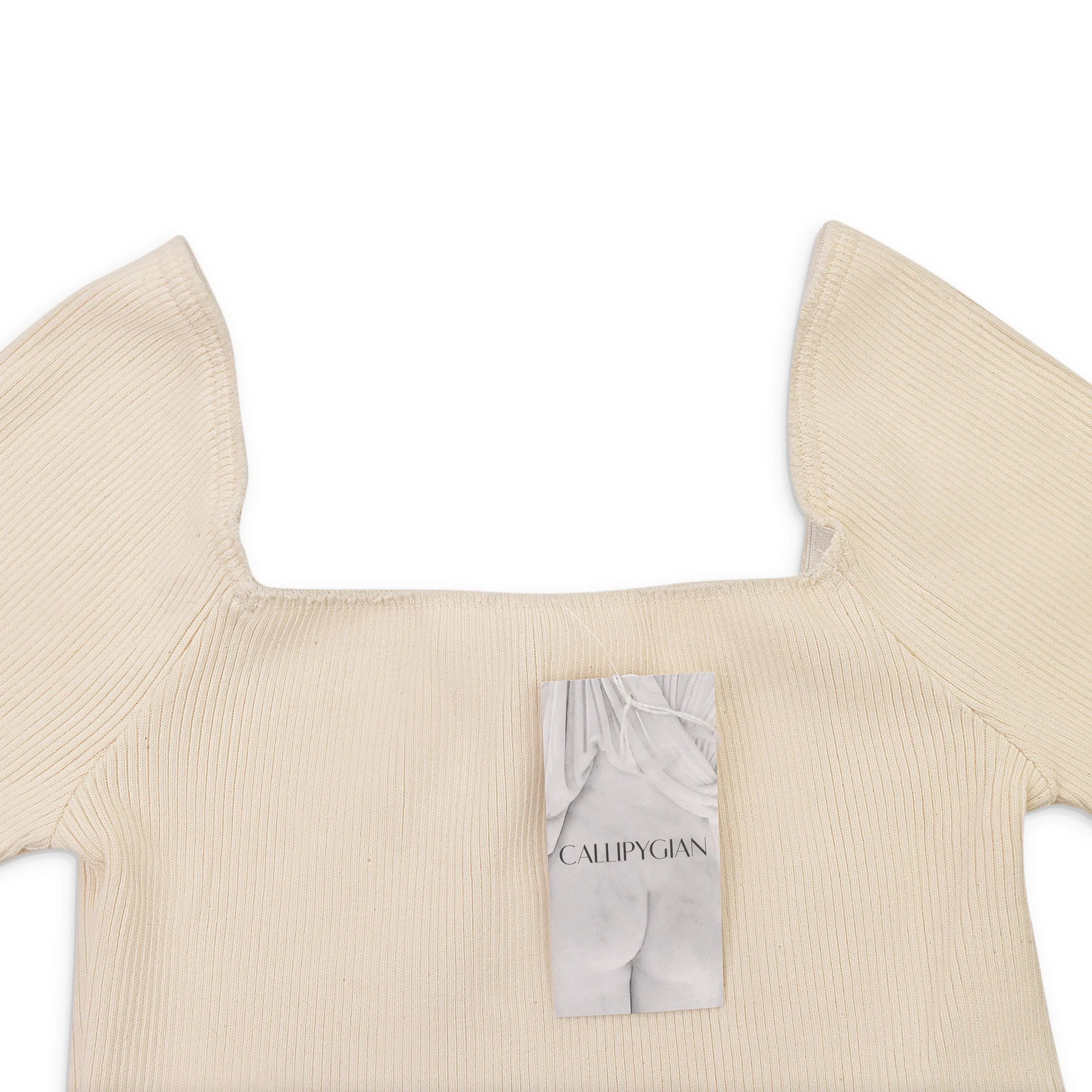 CALLIPYGIAN SQUARE NECK CREAM CROP TOP