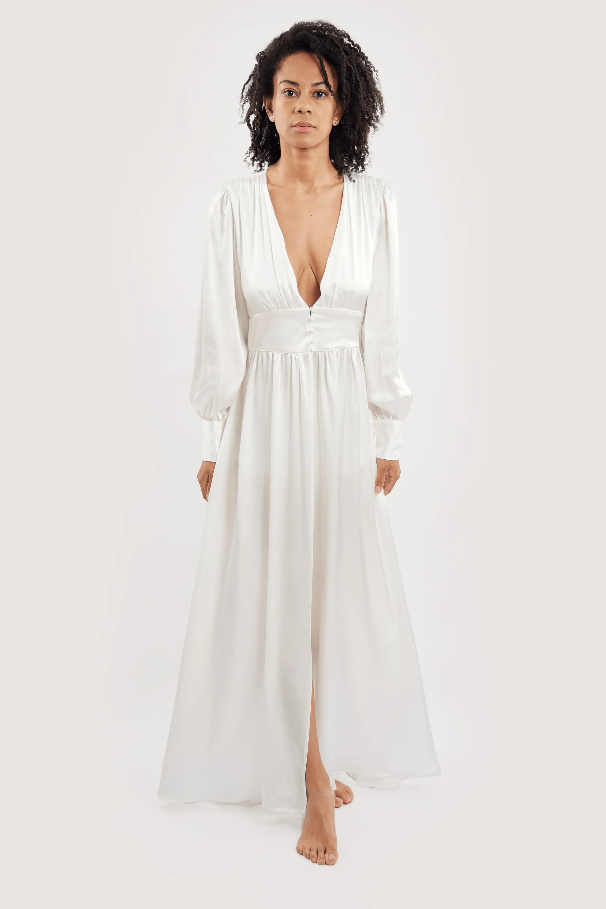 COCO IVORY SILK ROBE