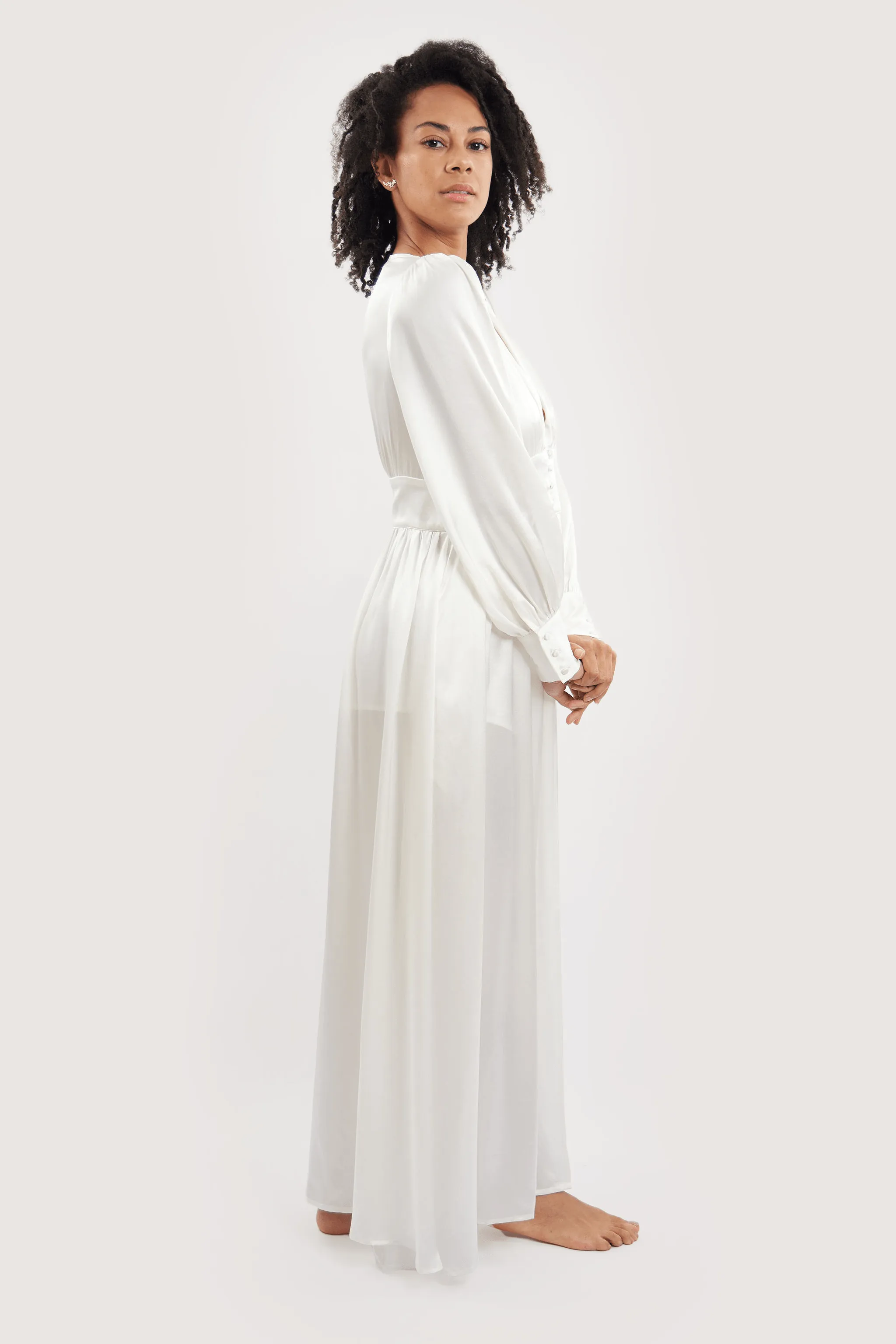 COCO IVORY SILK ROBE
