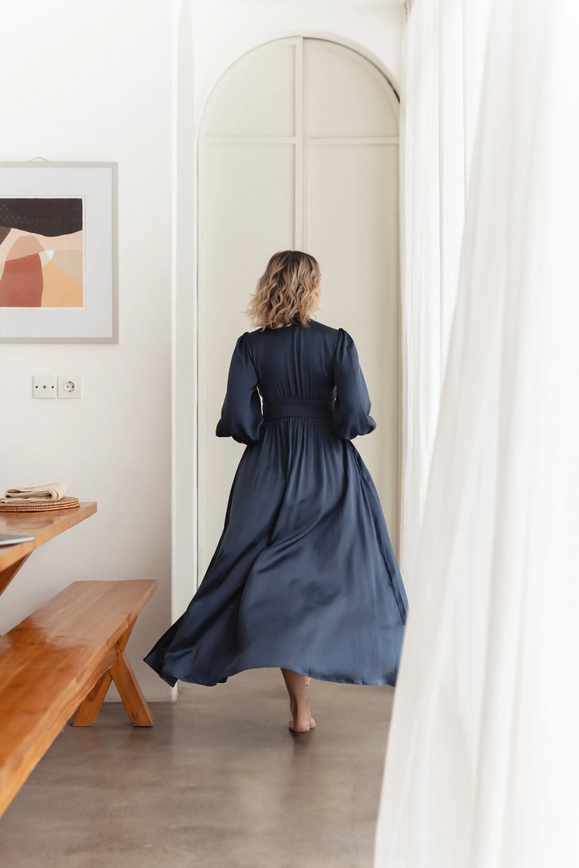 COCO NAVY SILK ROBE