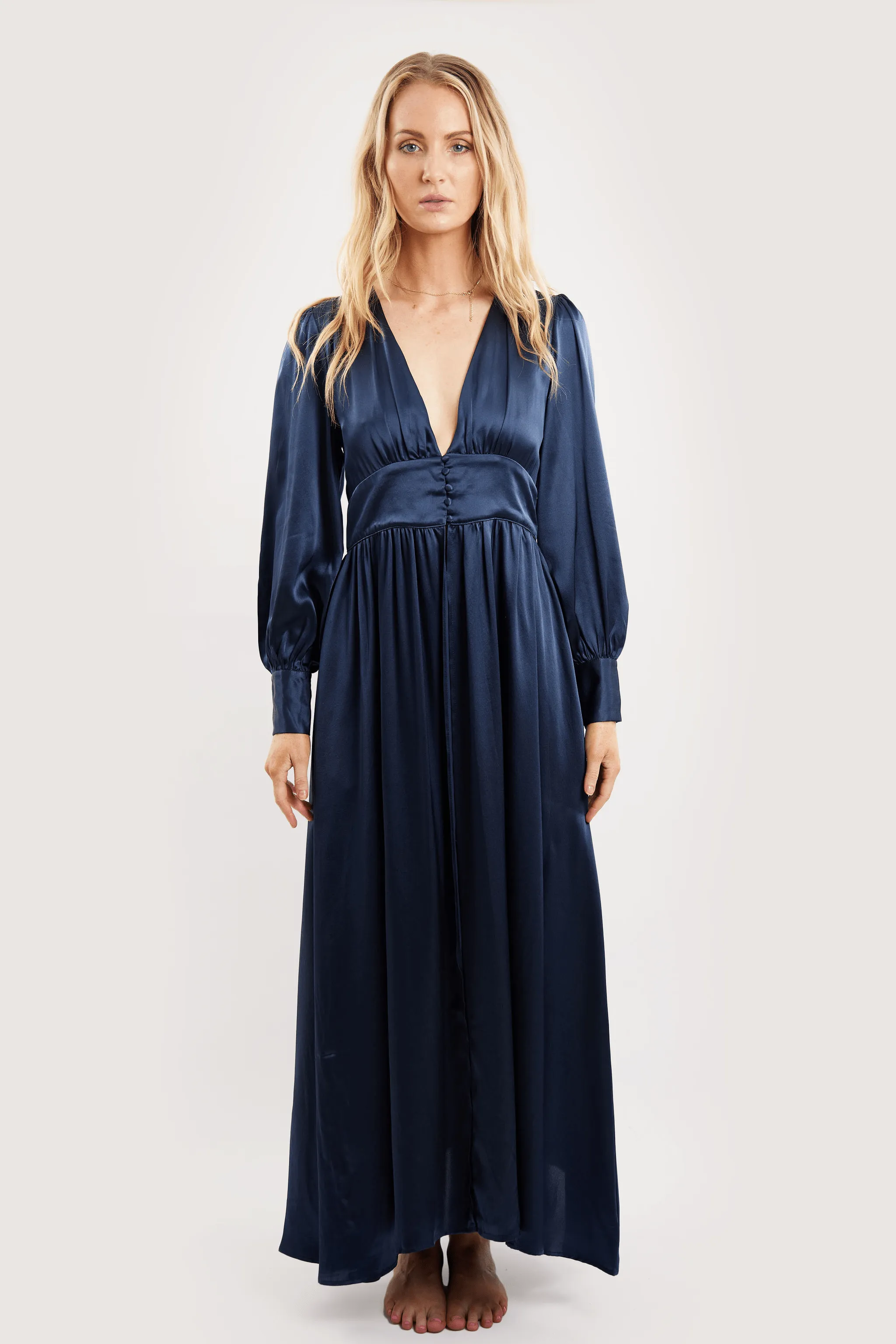 COCO NAVY SILK ROBE