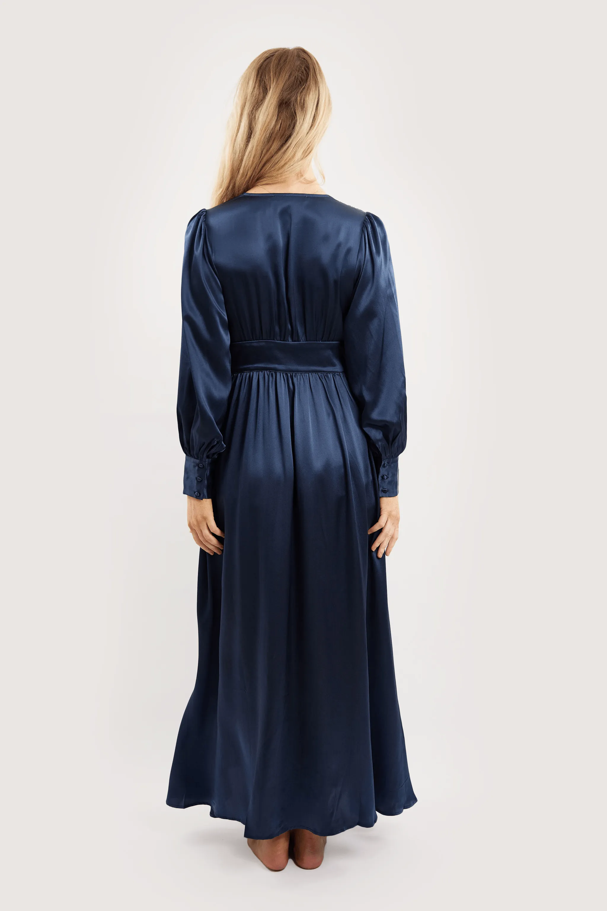 COCO NAVY SILK ROBE