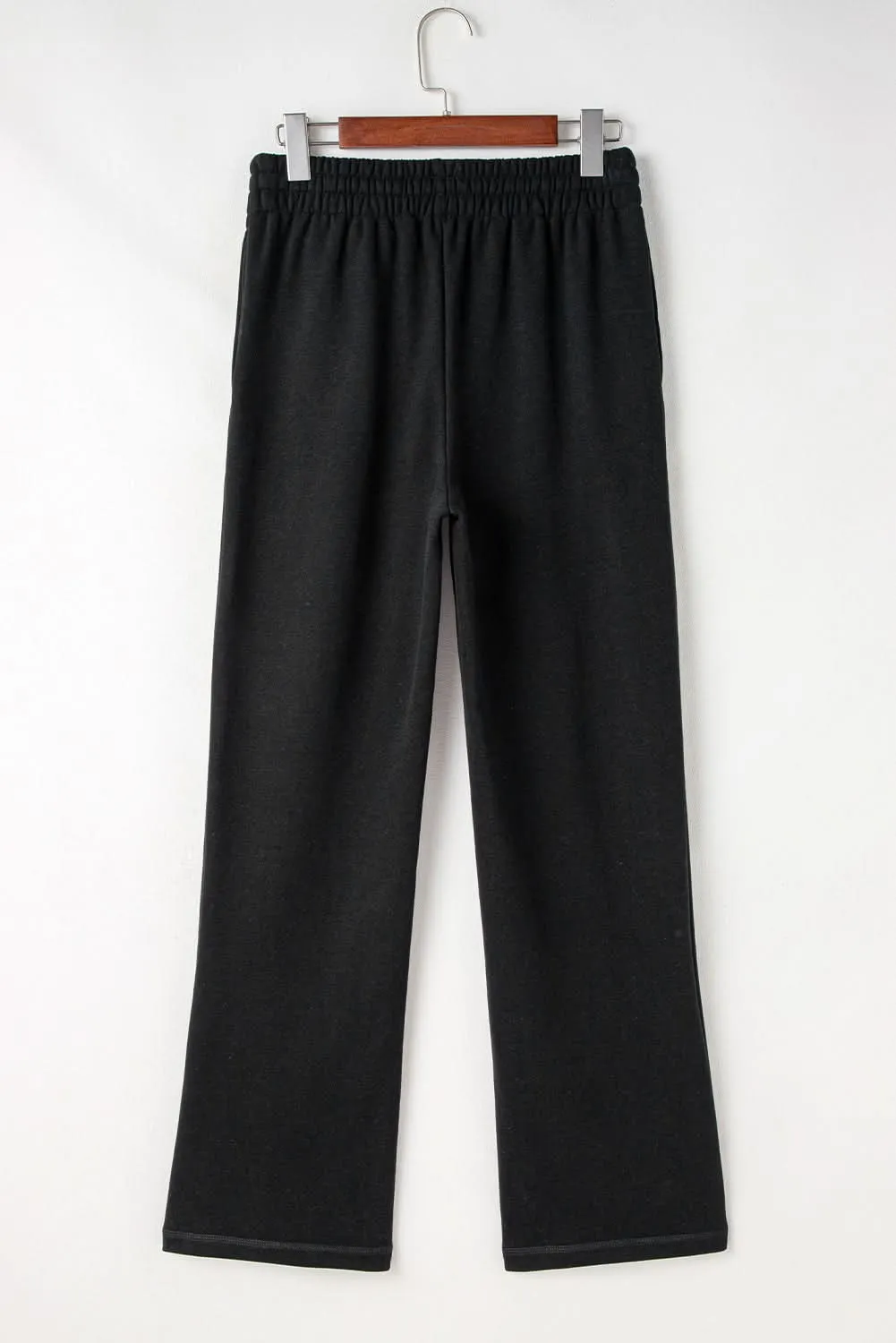 Cozy black fleece pants with drawstring