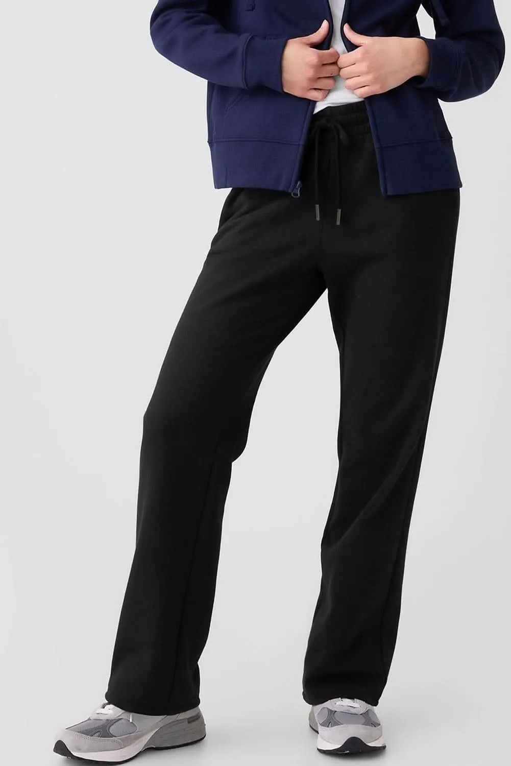 Cozy black fleece pants with drawstring