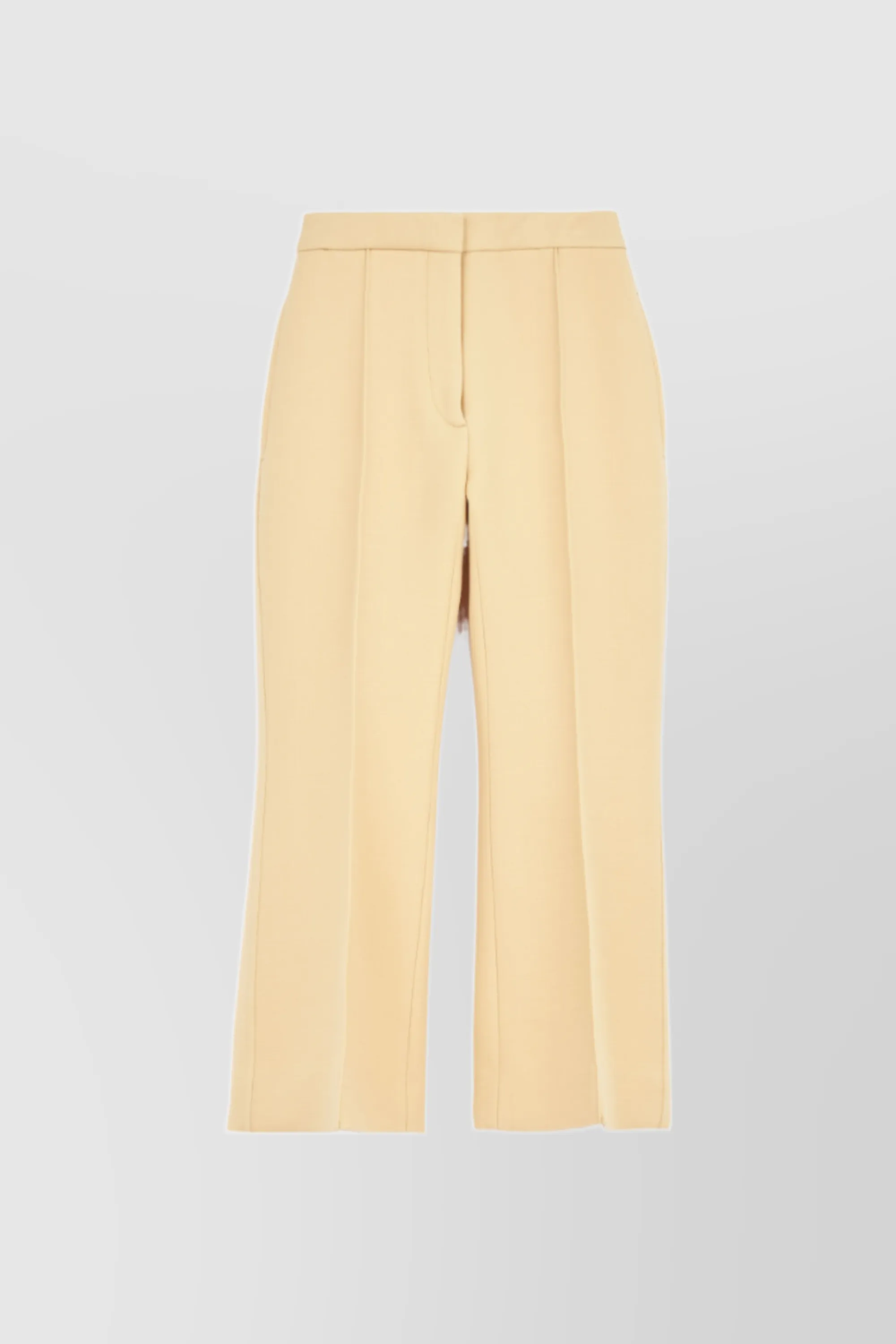 Cropped straight leg wool pants