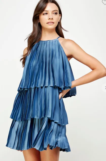 Deep Blue Tiered Dress