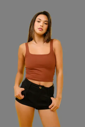 Double Lined Athletic Top - Rust Brown