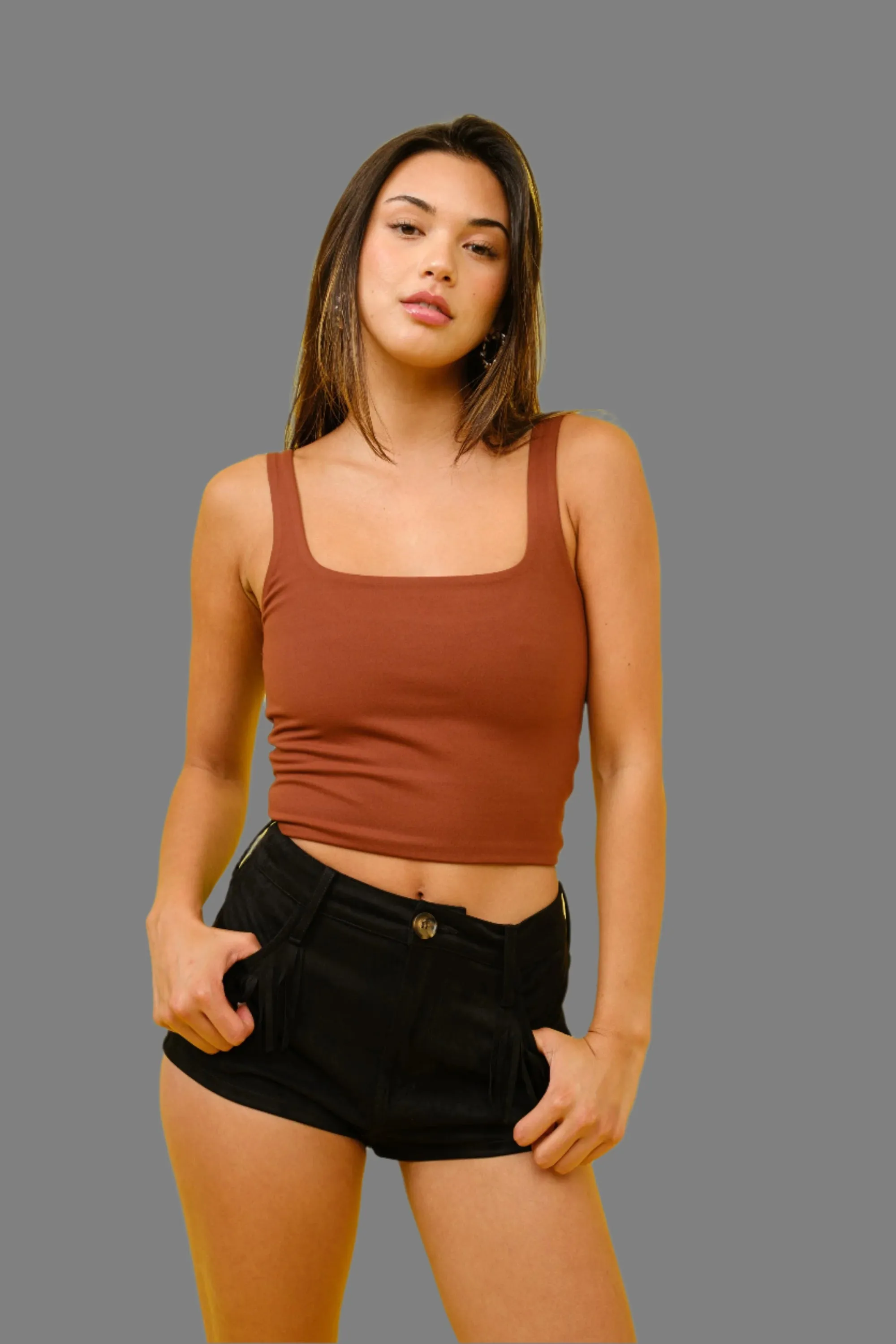 Double Lined Athletic Top - Rust Brown