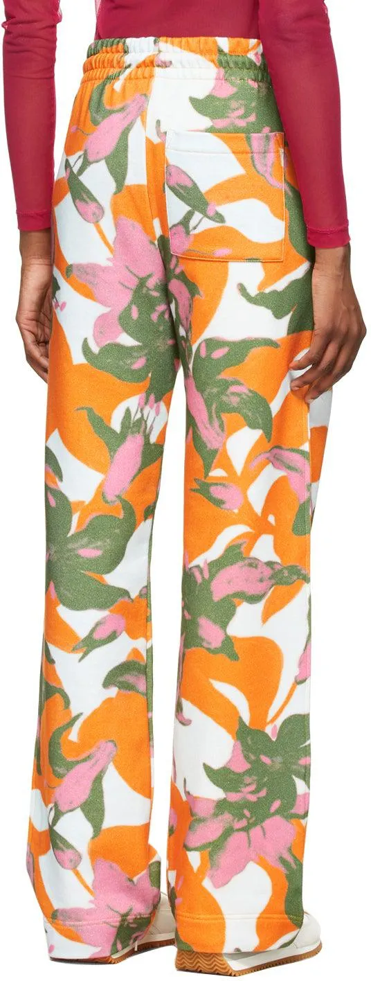 Dries Van Noten Orange Len Lye Edition Floral Print Lounge Pants