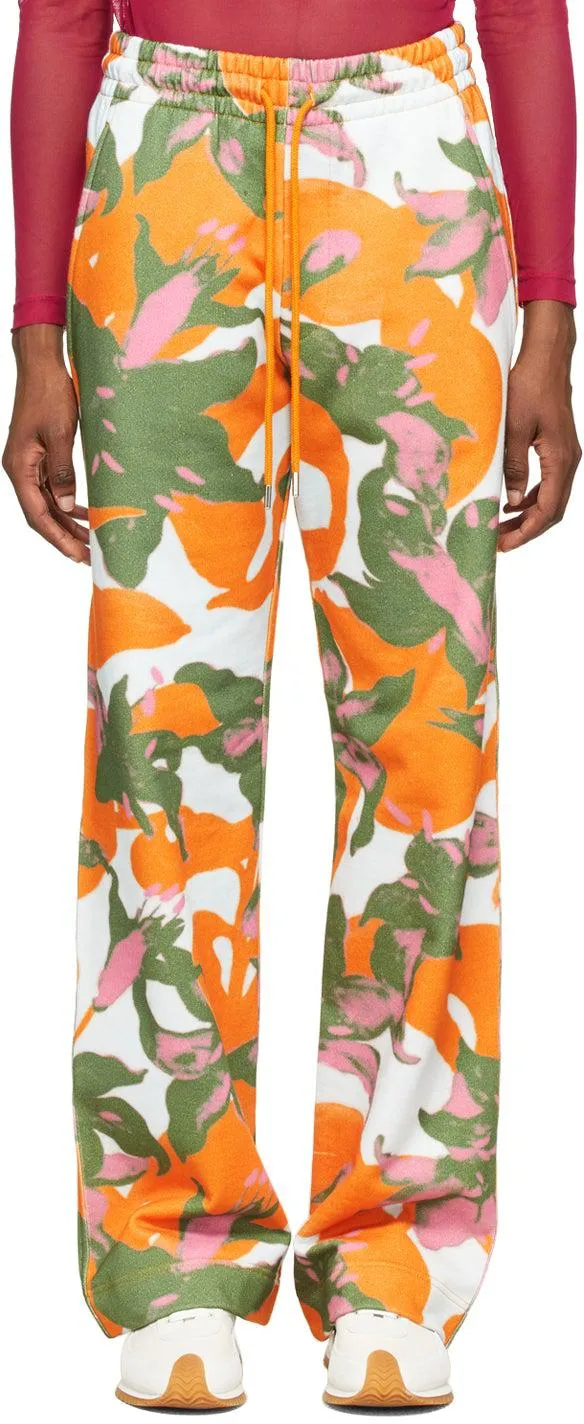 Dries Van Noten Orange Len Lye Edition Floral Print Lounge Pants