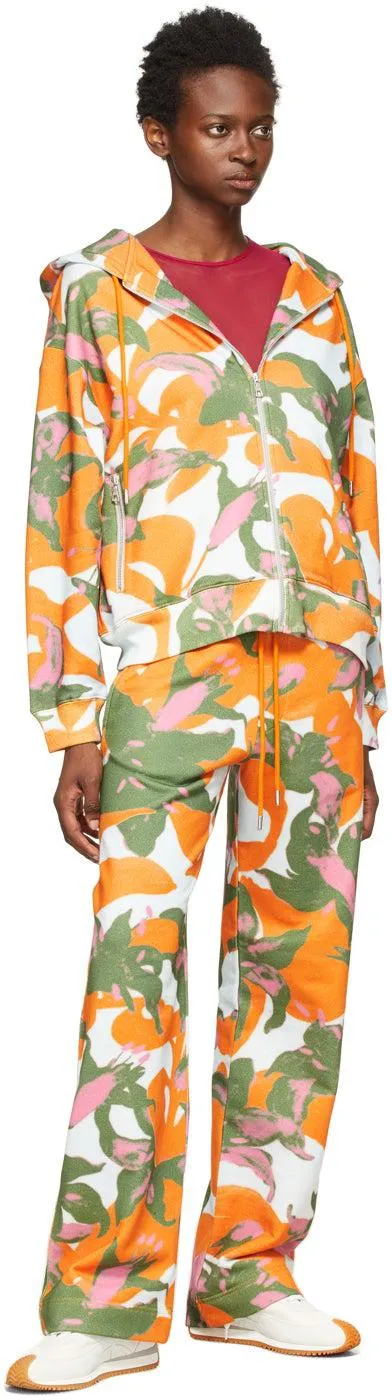 Dries Van Noten Orange Len Lye Edition Floral Print Lounge Pants