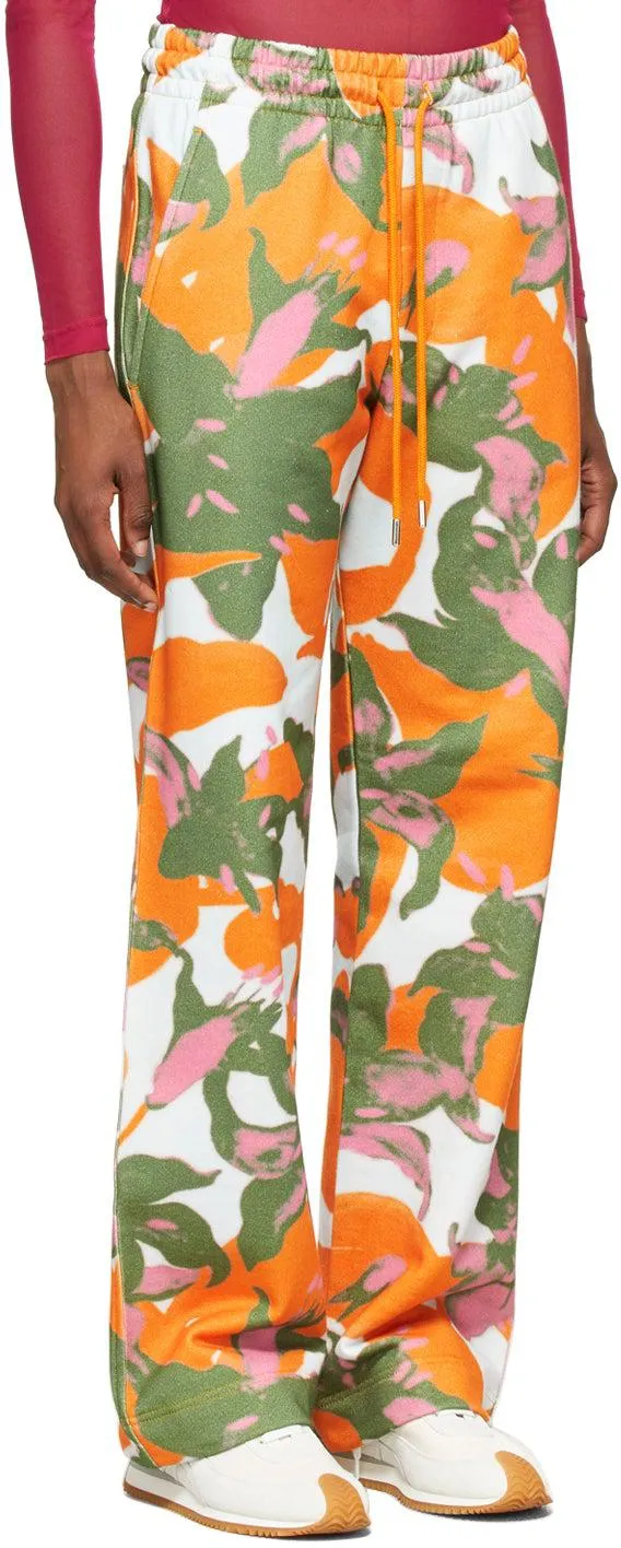 Dries Van Noten Orange Len Lye Edition Floral Print Lounge Pants