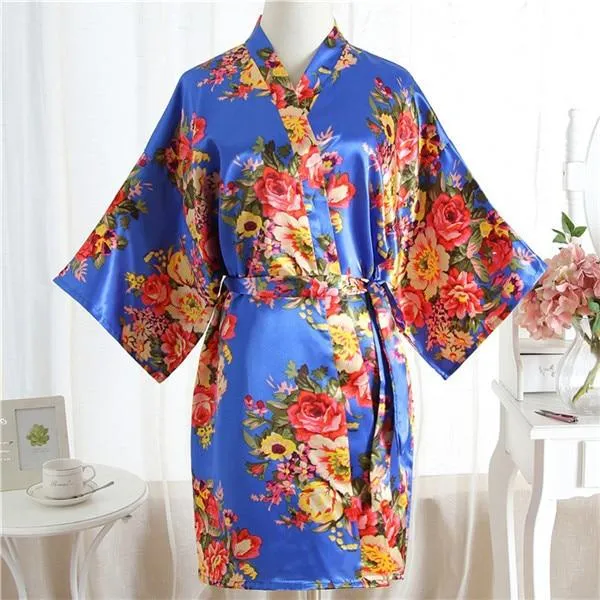 Elegant Pink Women Kimono Bath Gown Sexy Bride Bridesmaid Wedding Robe Nightgown Sexy Home Clothing Sleepwear Negligee Lingerie