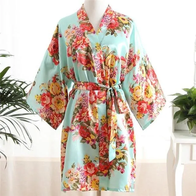 Elegant Pink Women Kimono Bath Gown Sexy Bride Bridesmaid Wedding Robe Nightgown Sexy Home Clothing Sleepwear Negligee Lingerie