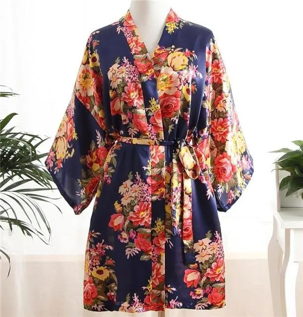 Elegant Pink Women Kimono Bath Gown Sexy Bride Bridesmaid Wedding Robe Nightgown Sexy Home Clothing Sleepwear Negligee Lingerie
