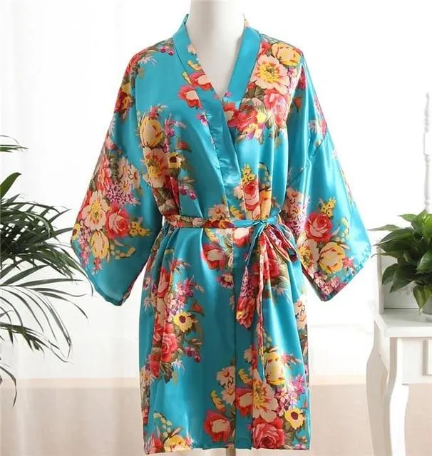 Elegant Pink Women Kimono Bath Gown Sexy Bride Bridesmaid Wedding Robe Nightgown Sexy Home Clothing Sleepwear Negligee Lingerie
