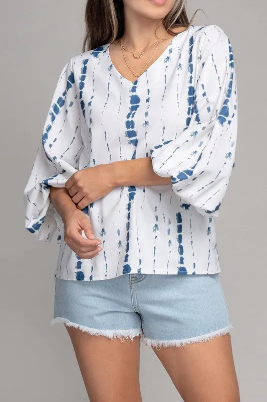 FS Clearance V neck top with balloon sleeve