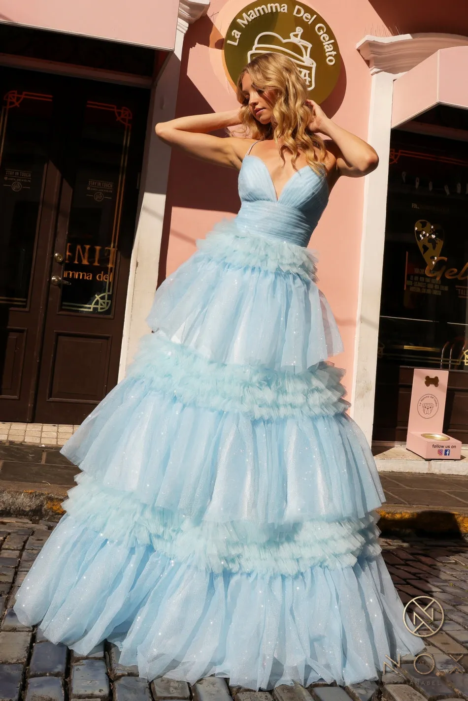 Glitter Sleeveless A-line Tiered Dress_R1316