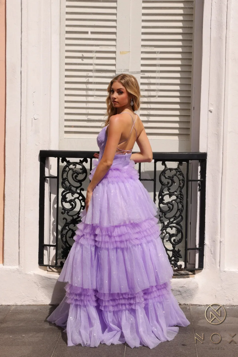 Glitter Sleeveless A-line Tiered Dress_R1316