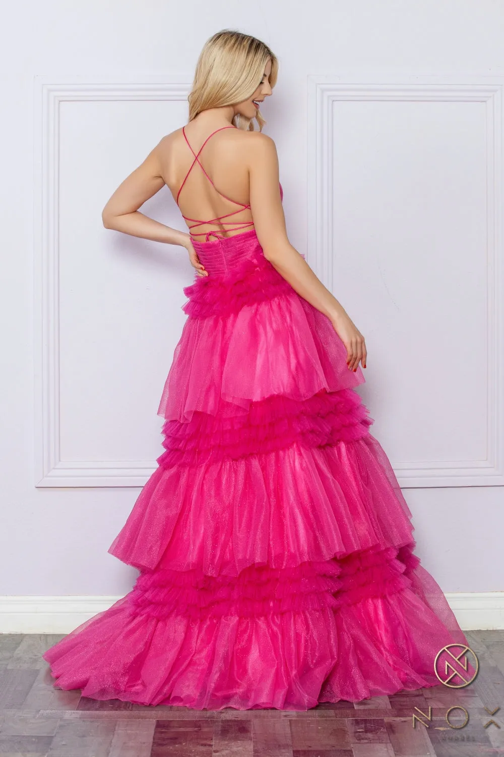 Glitter Sleeveless A-line Tiered Dress_R1316