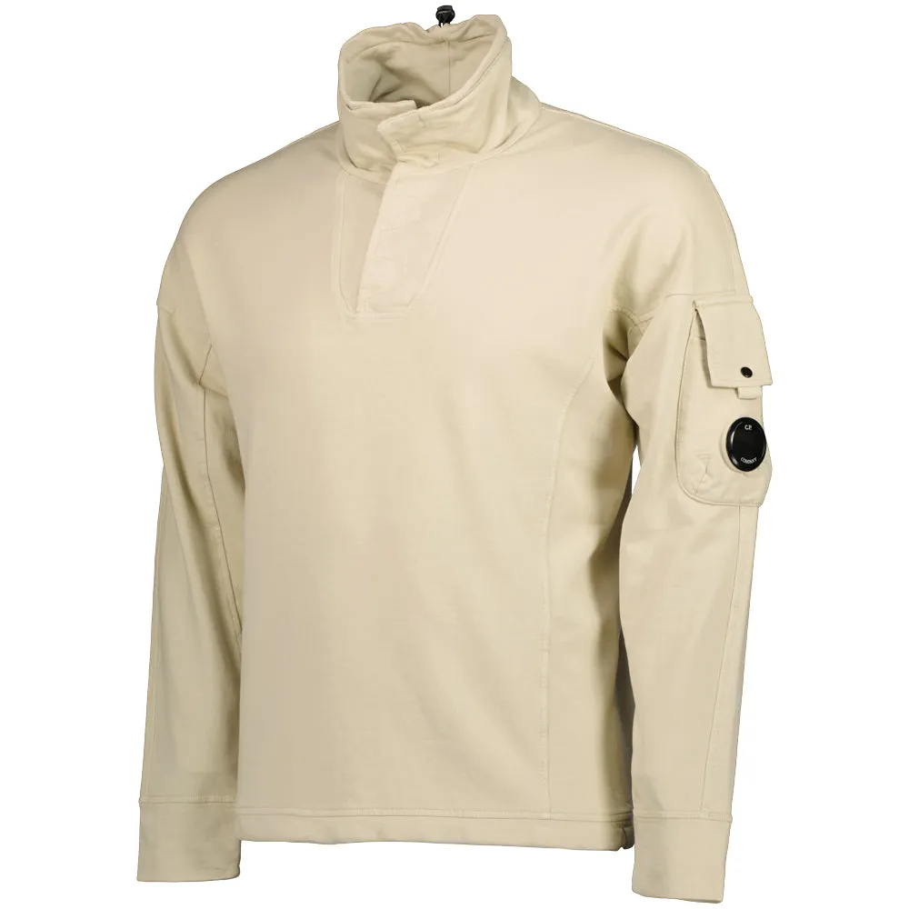 Light Fleece Polo Collar Lens Sweatshirt