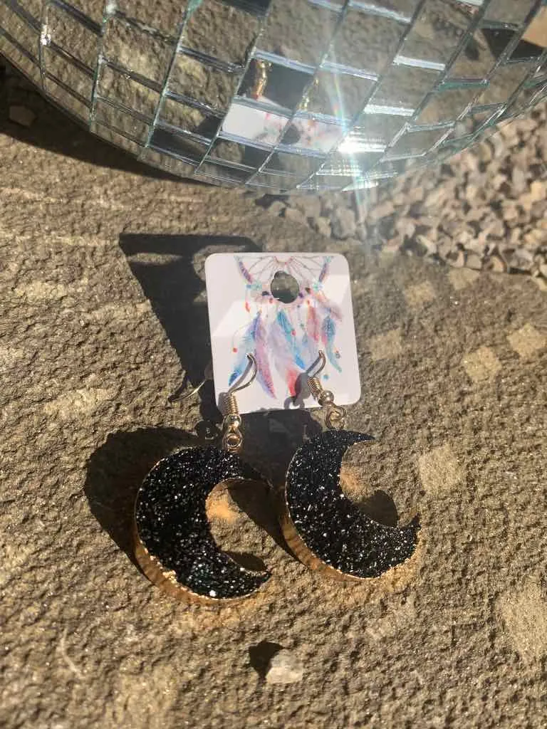 Lunar Crystal Earrings - Black