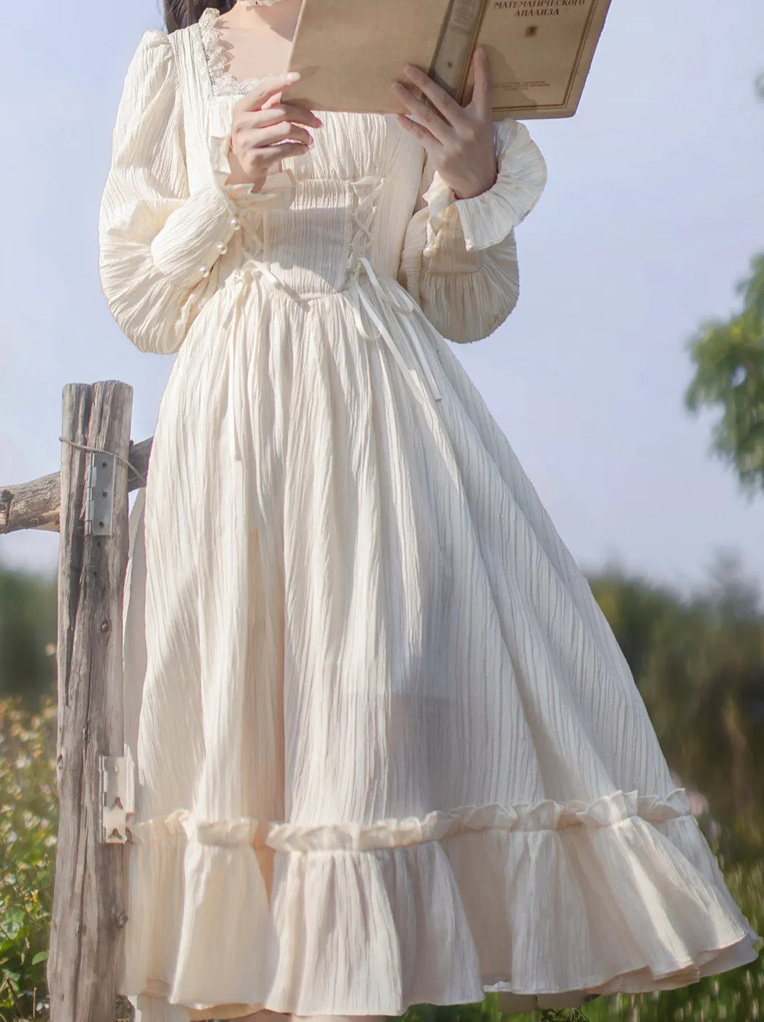 Oil Neck Square Flower   Paint French Bustier Dress