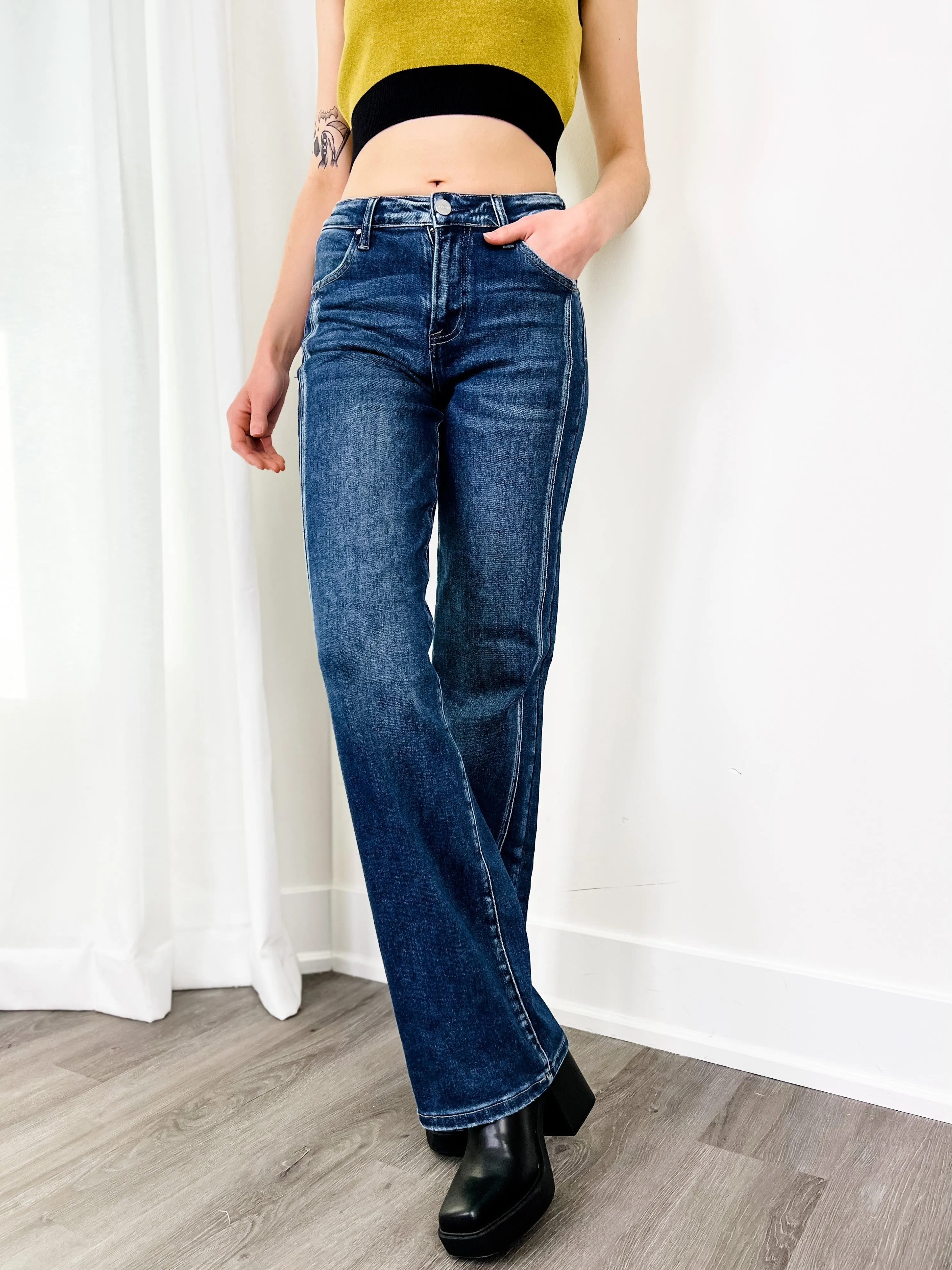 Risen Dark Wash Straight Leg Jeans