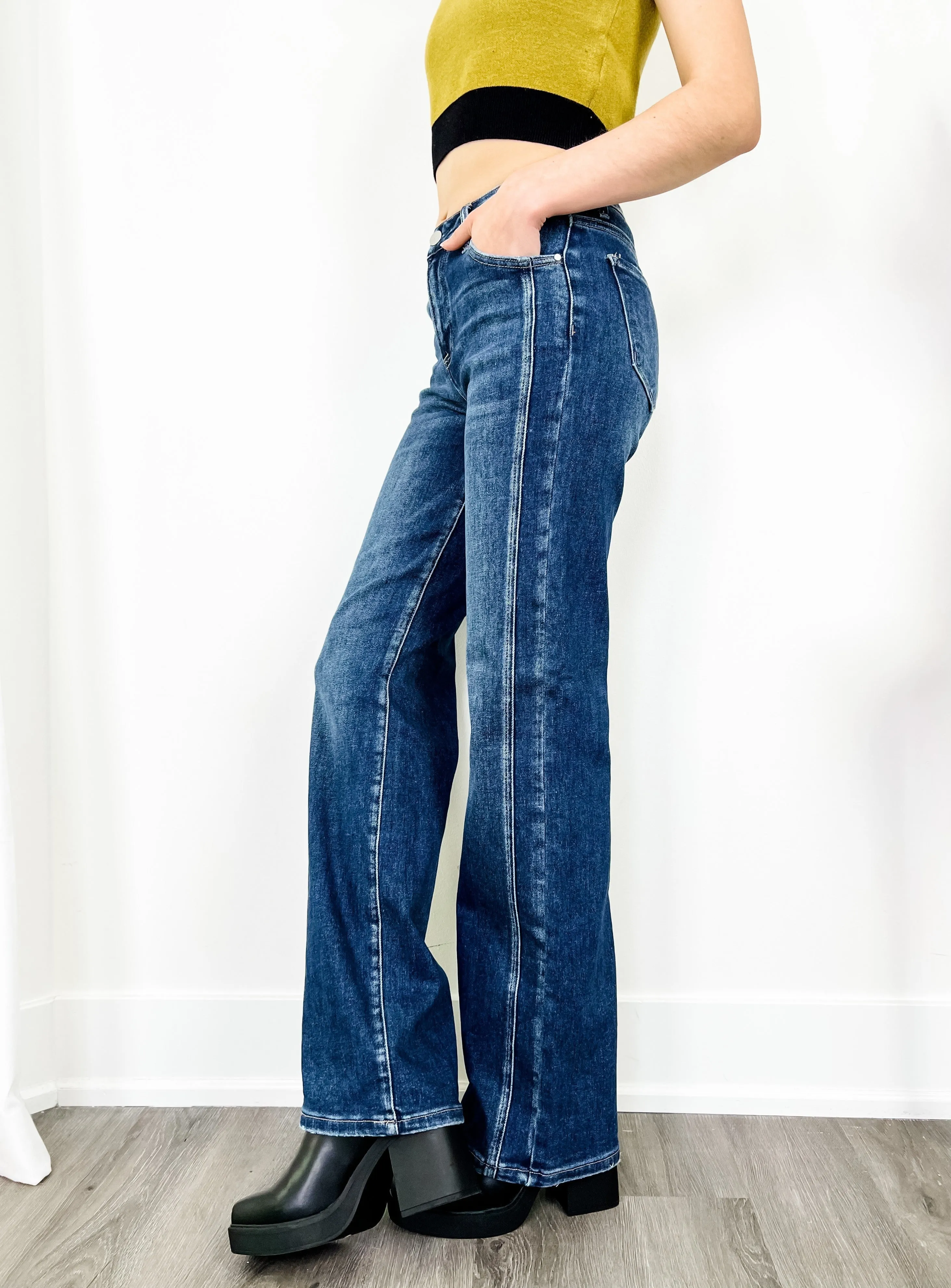Risen Dark Wash Straight Leg Jeans