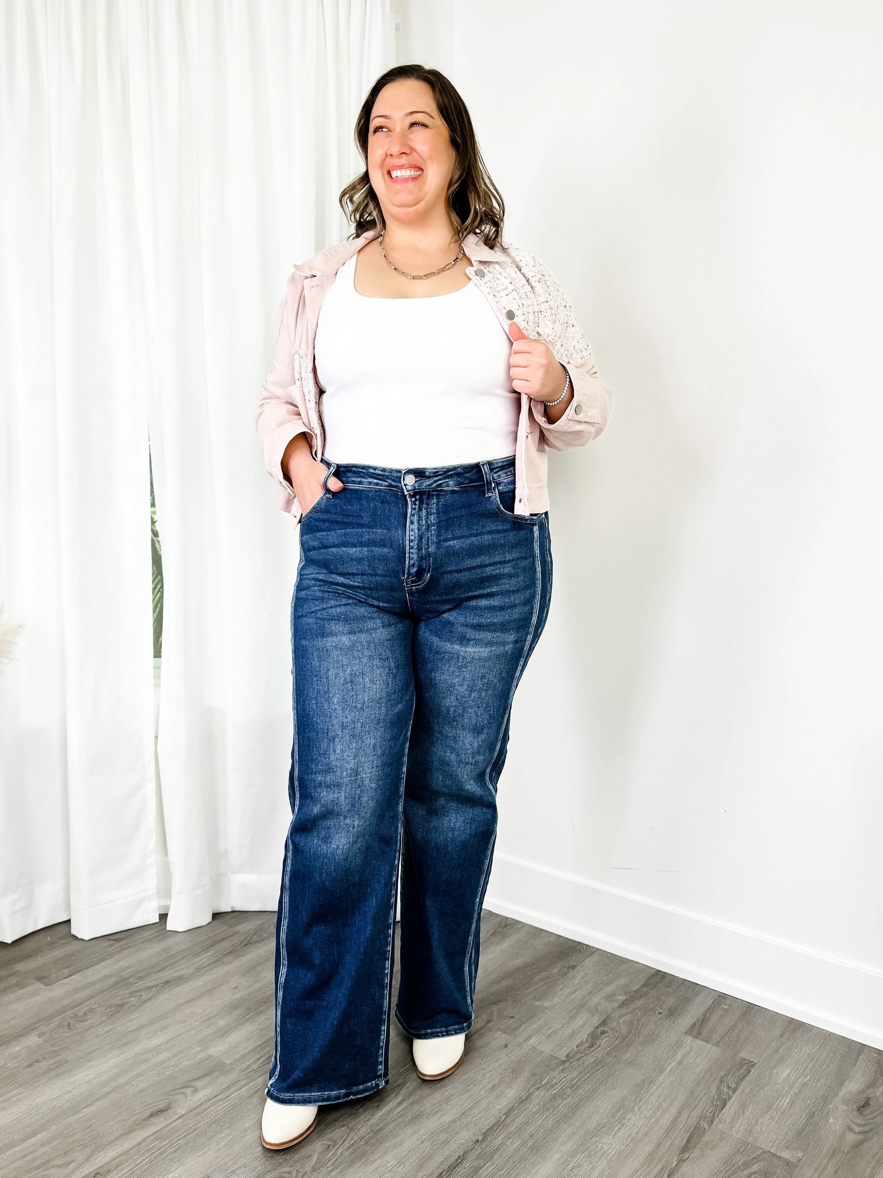 Risen Dark Wash Straight Leg Jeans