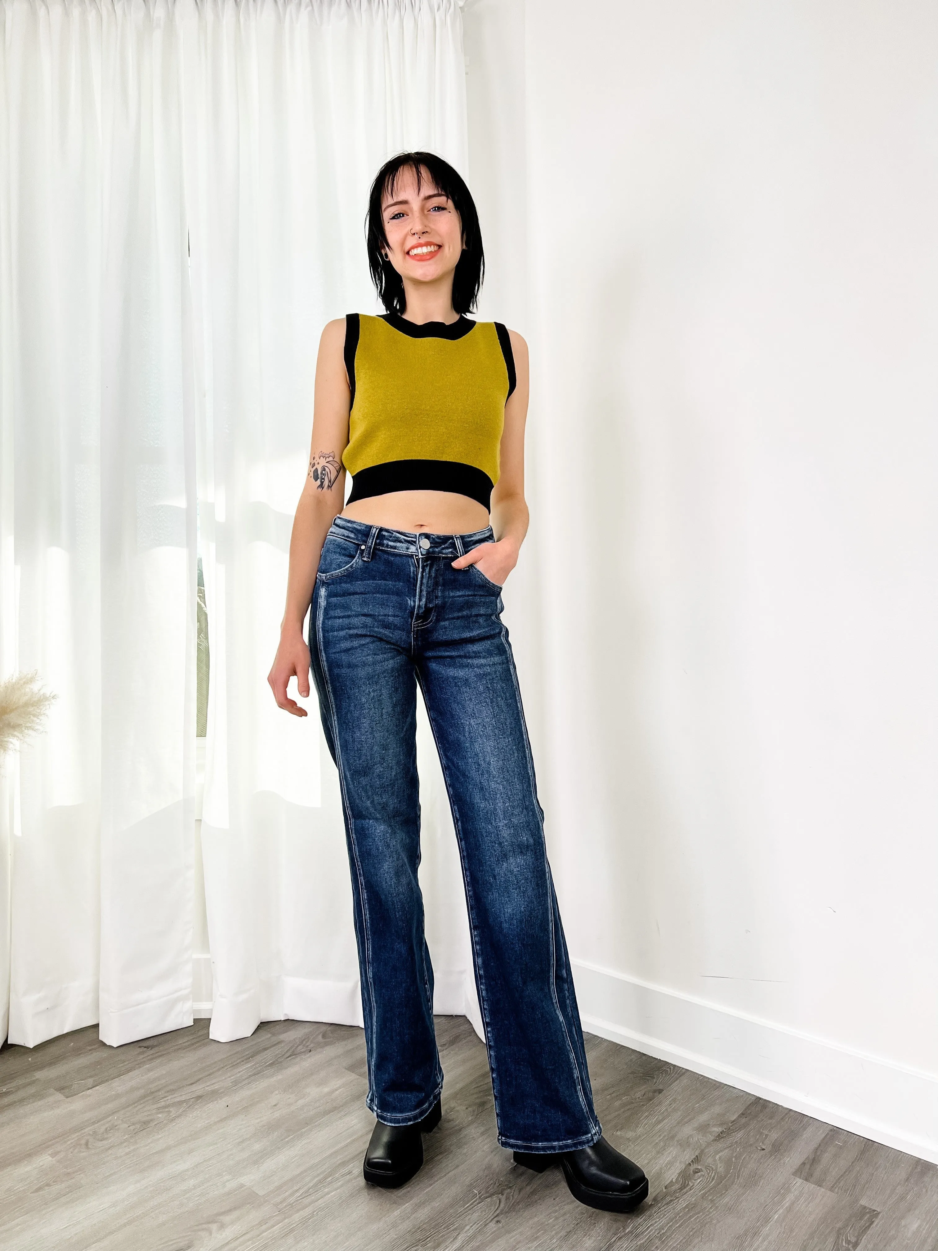 Risen Dark Wash Straight Leg Jeans