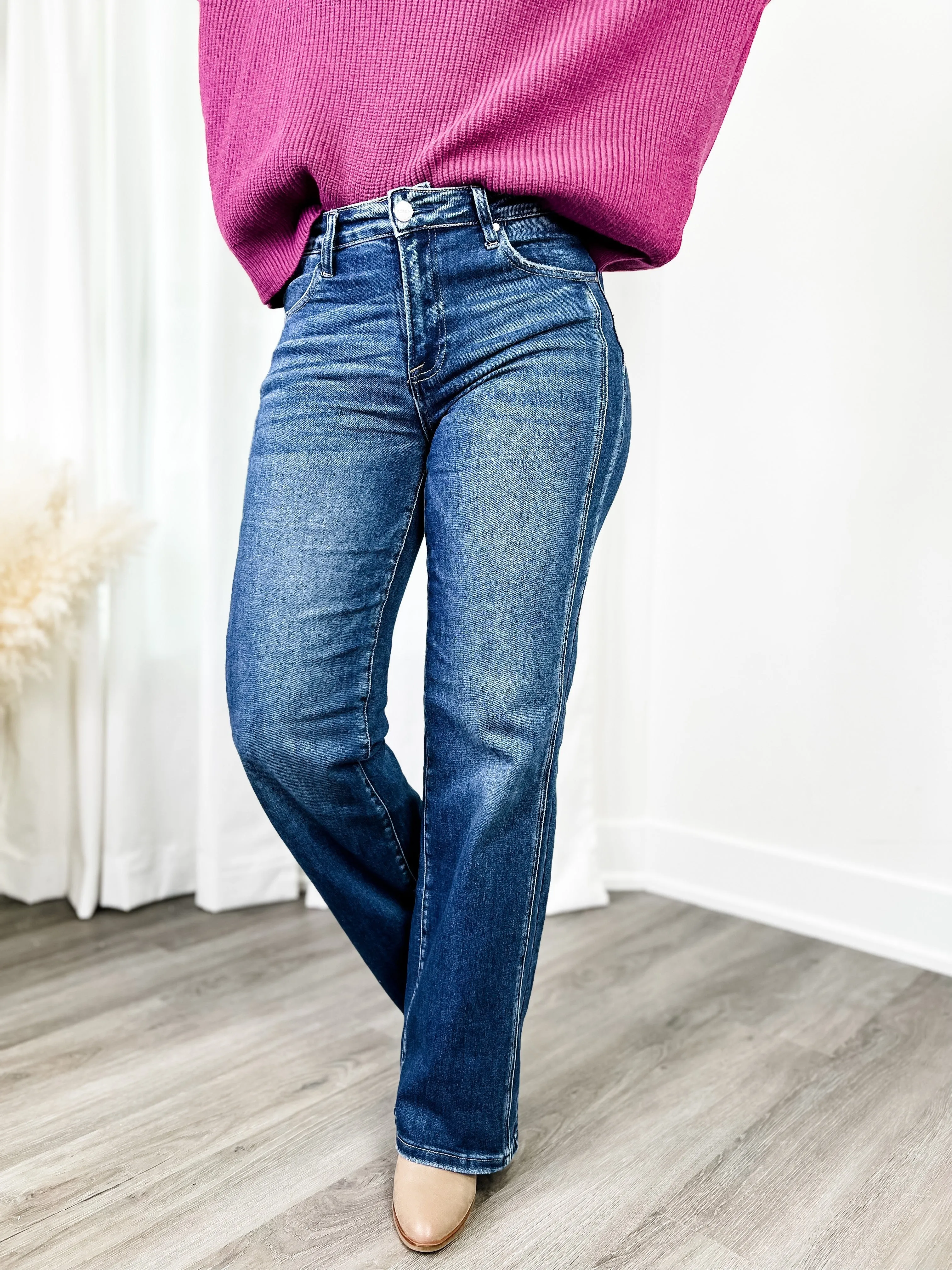 Risen Dark Wash Straight Leg Jeans