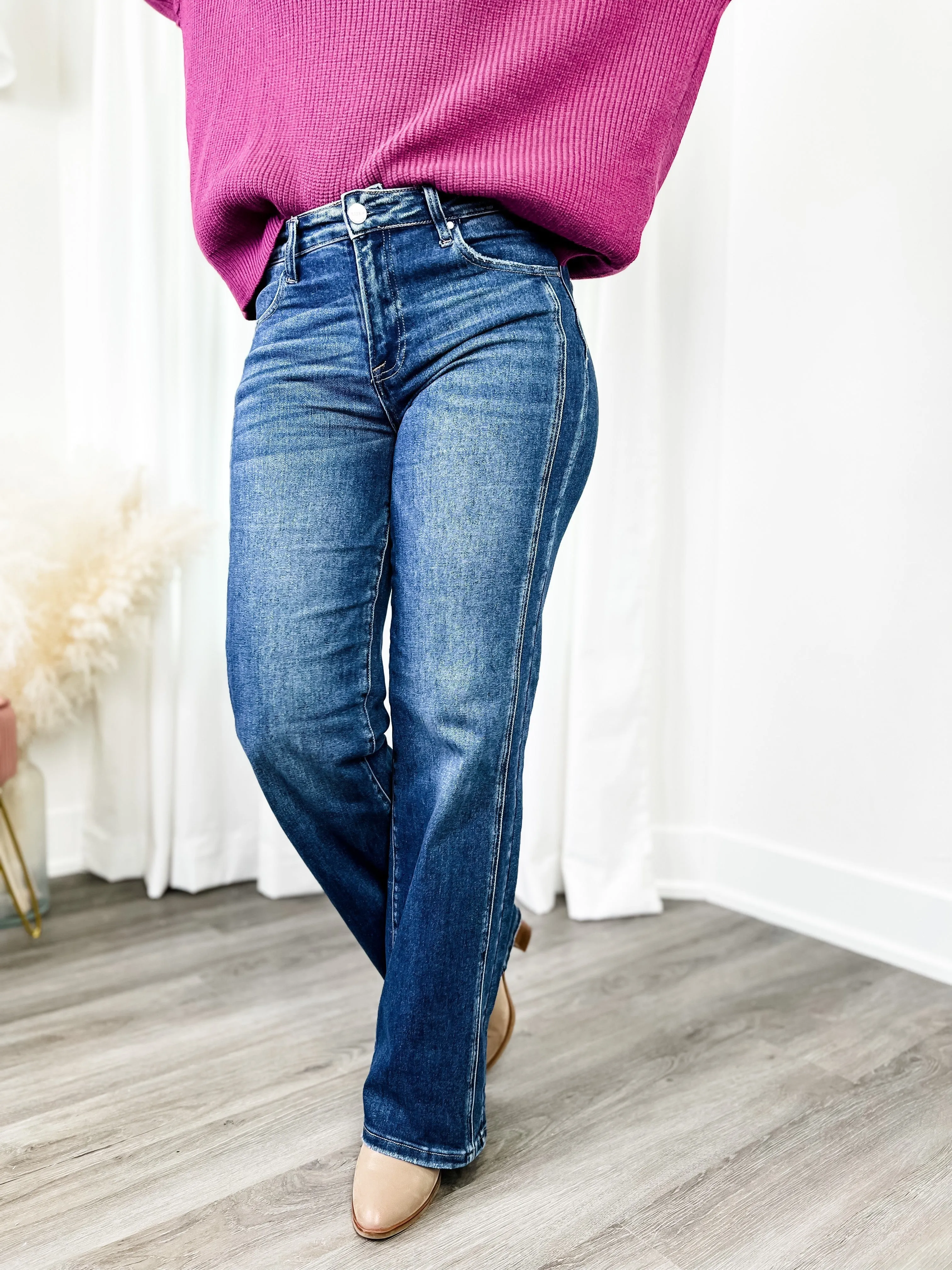 Risen Dark Wash Straight Leg Jeans