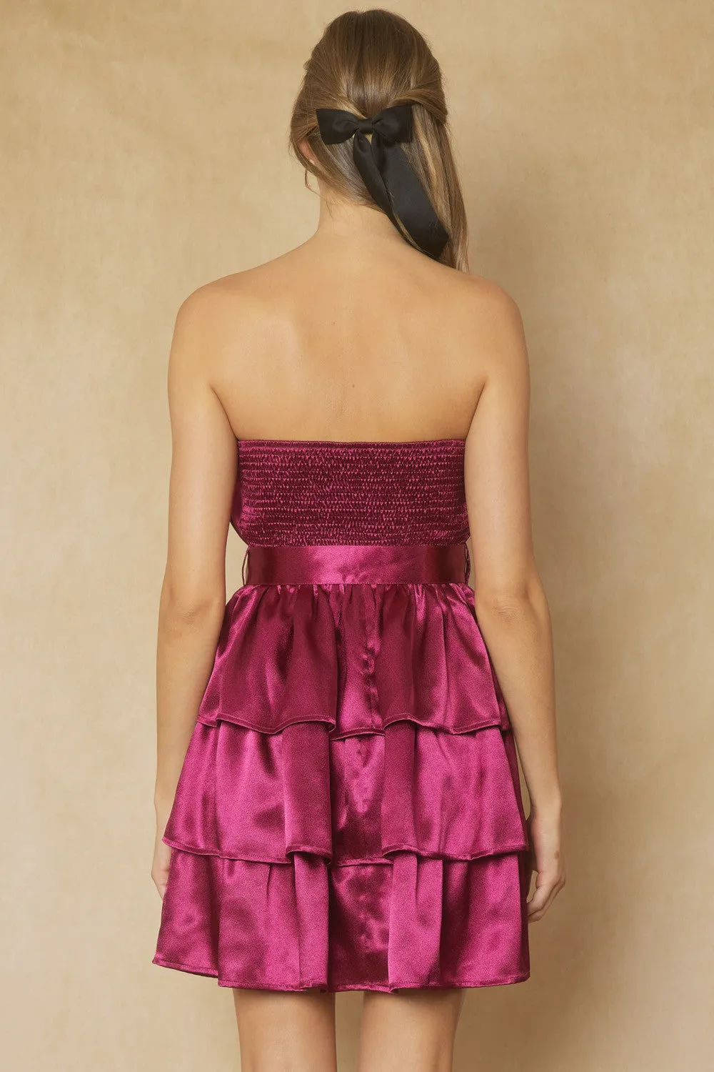 Sangria Metallic Strapless Mini Dress