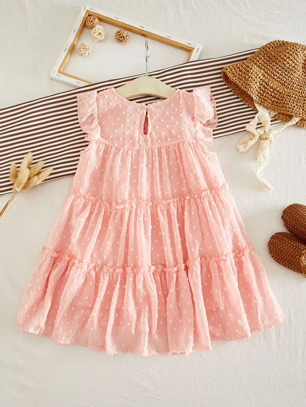 Toddler Girls Swiss Dot Tiered Layer Babydoll Dress