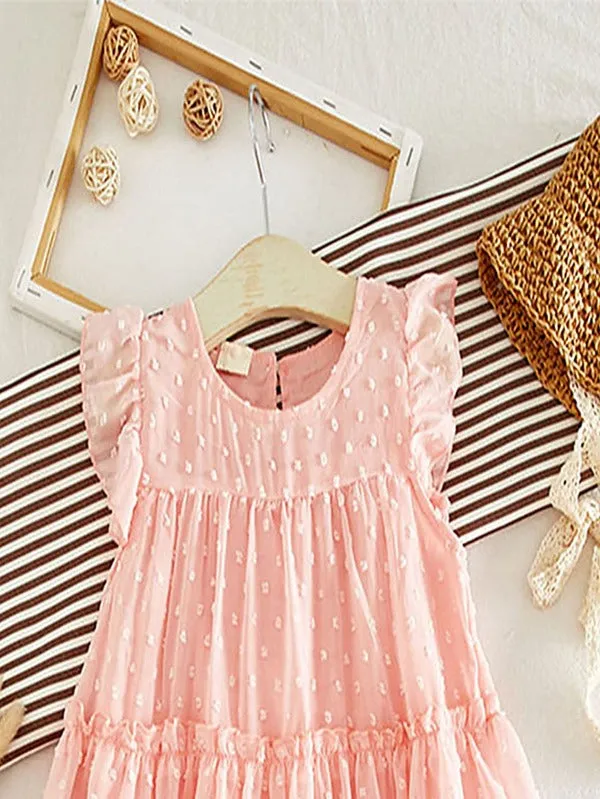 Toddler Girls Swiss Dot Tiered Layer Babydoll Dress